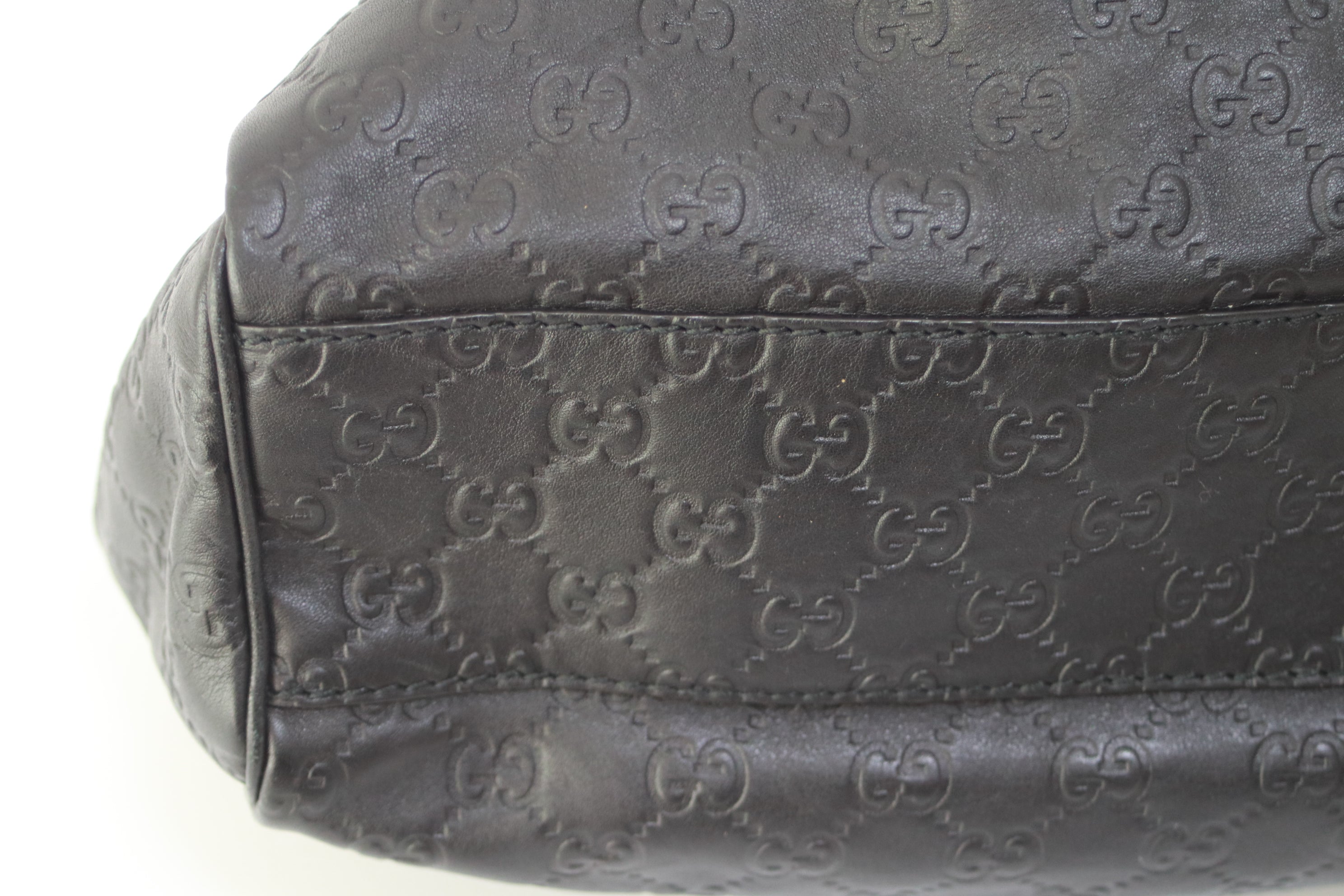 Gucci Sukey Guccisima Leather Shoulder Bag Black Used (7207)