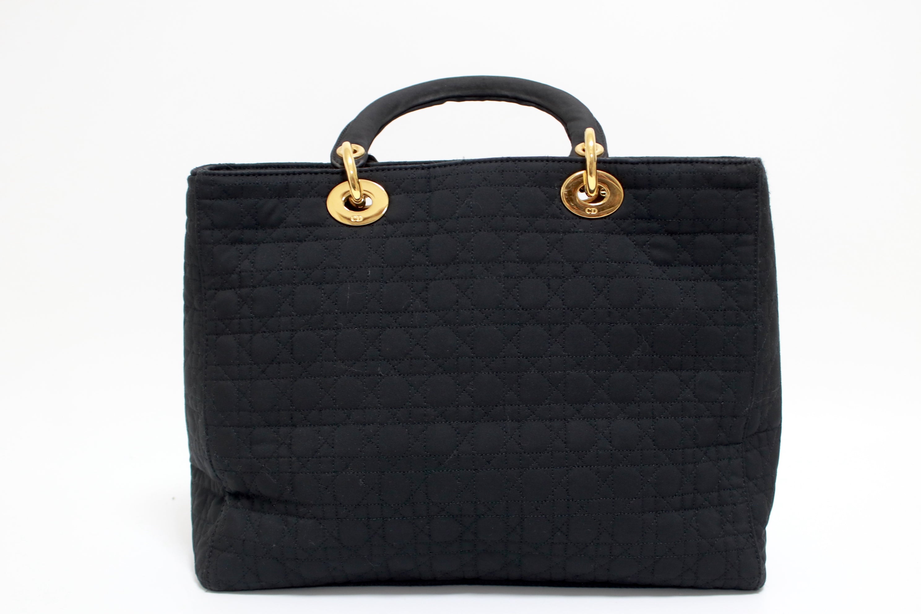 Lady Dior Cannage Quilted Large Handbag Used (7035)