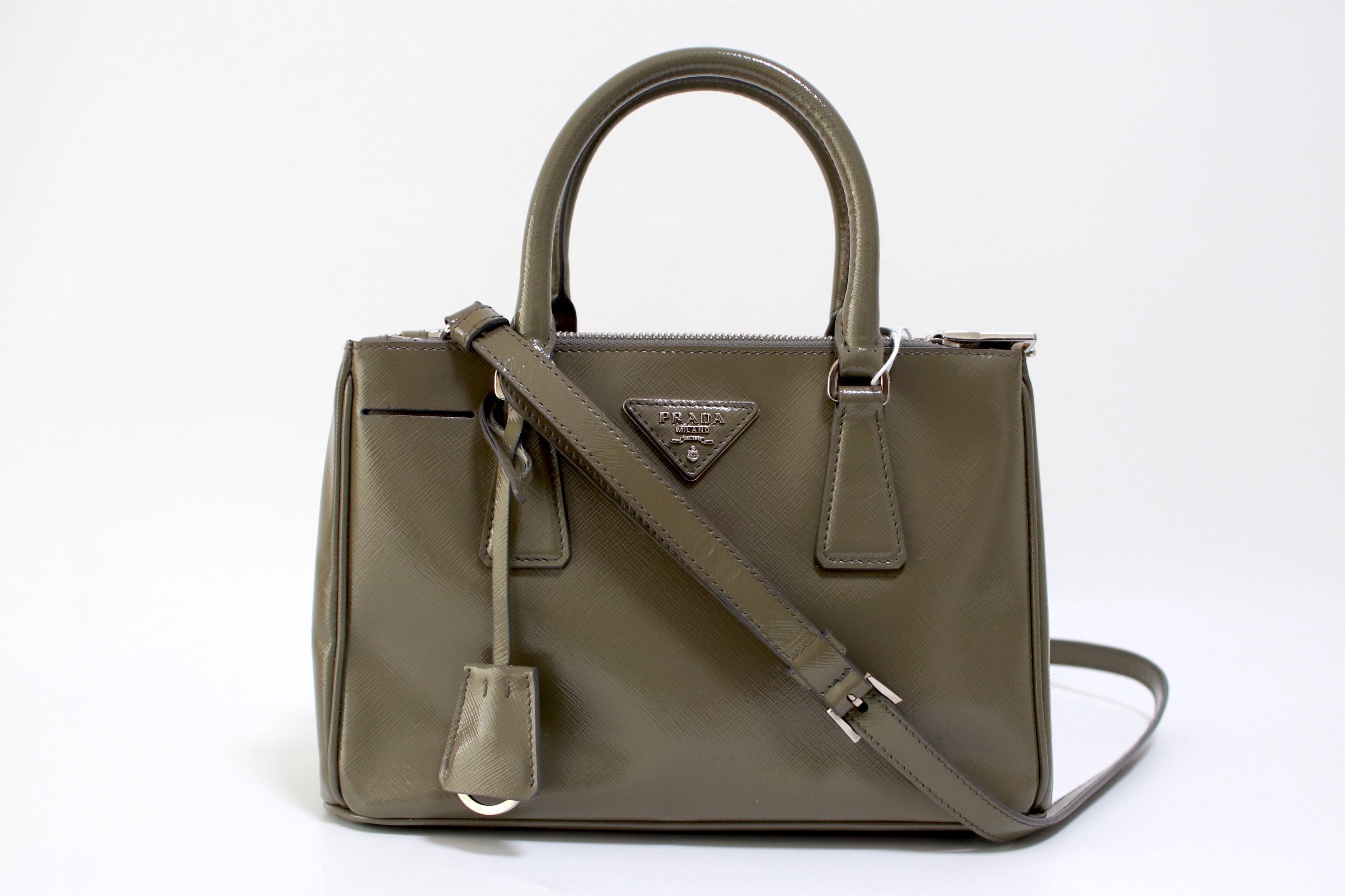 Prada Galleria Olive/Khaki Handbag Used (6892)