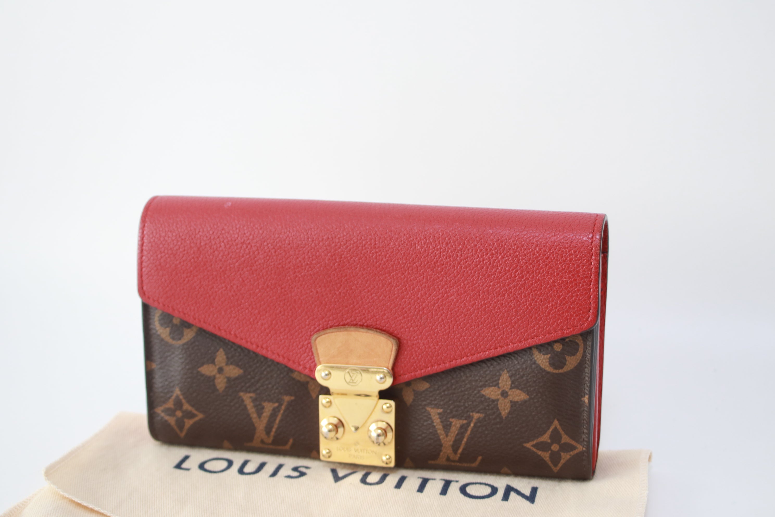 Louis Vuitton Pallas Long Wallet Red Used (6787)
