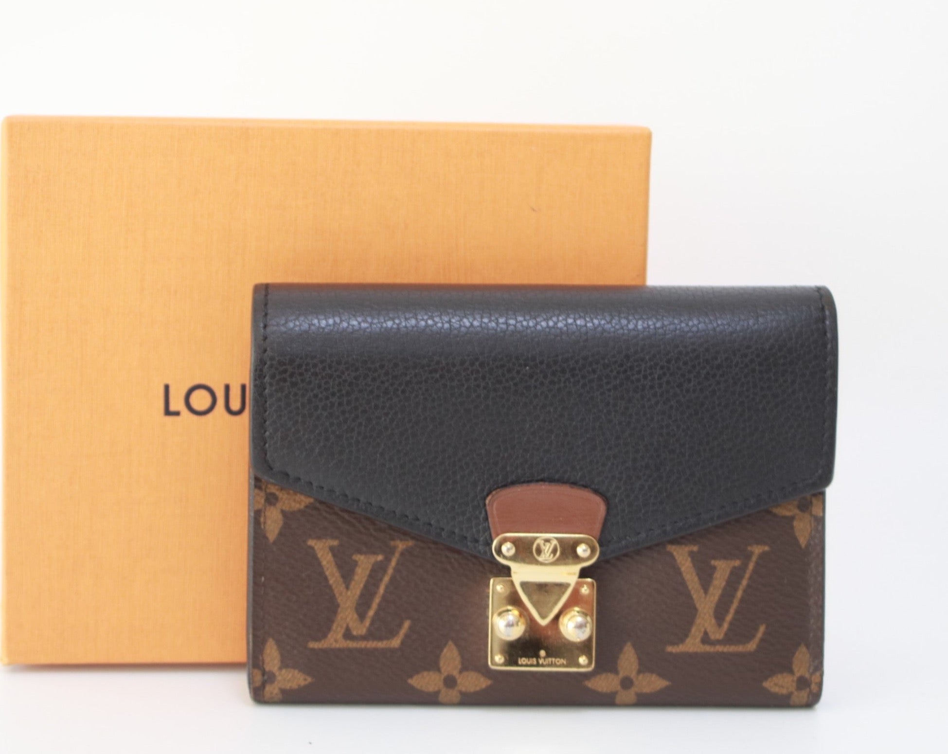 Louis Vuitton Pallas Compact Wallet Black Used (6770)
