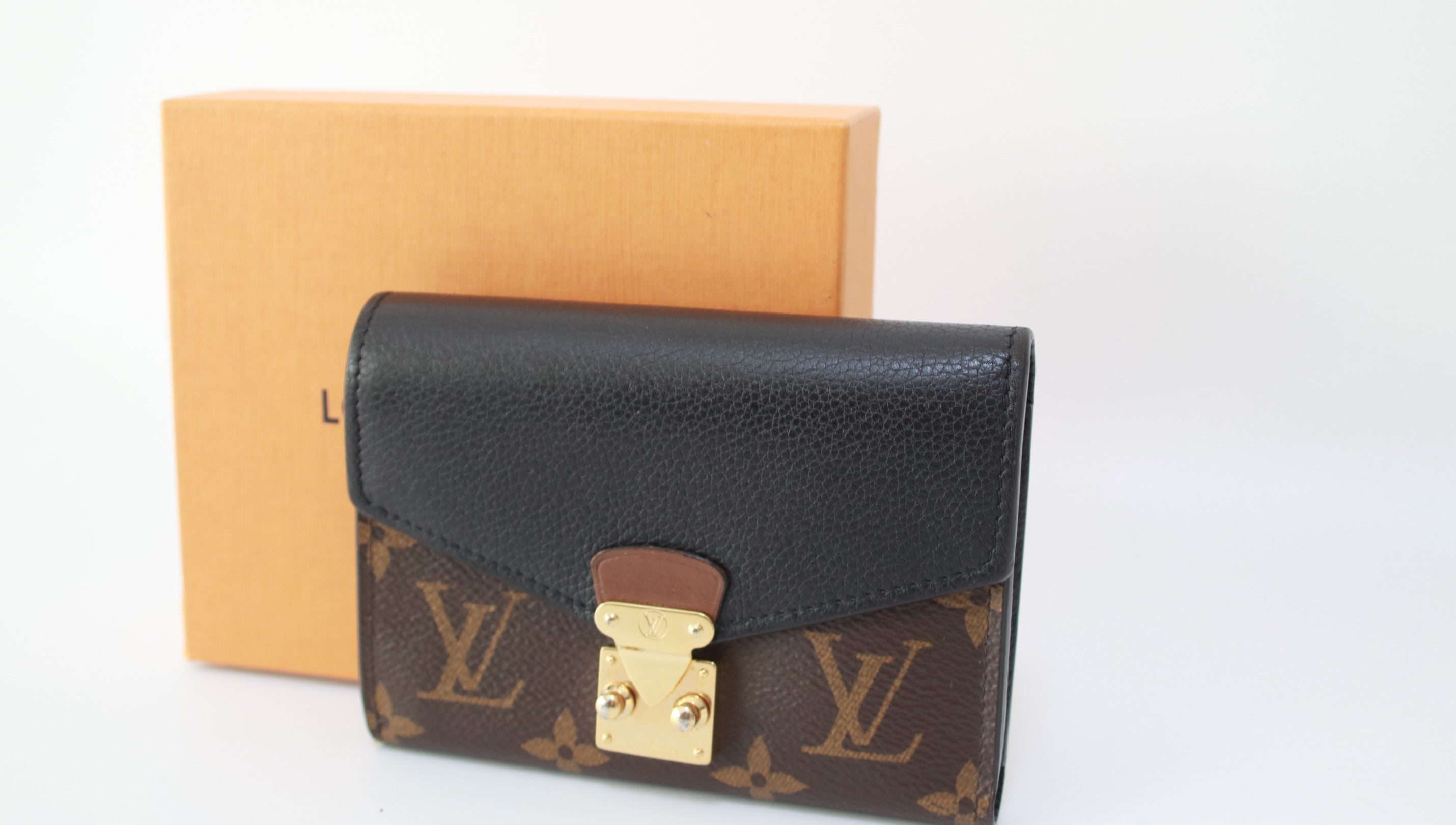 Louis Vuitton Pallas Compact Wallet Black Used (6770)