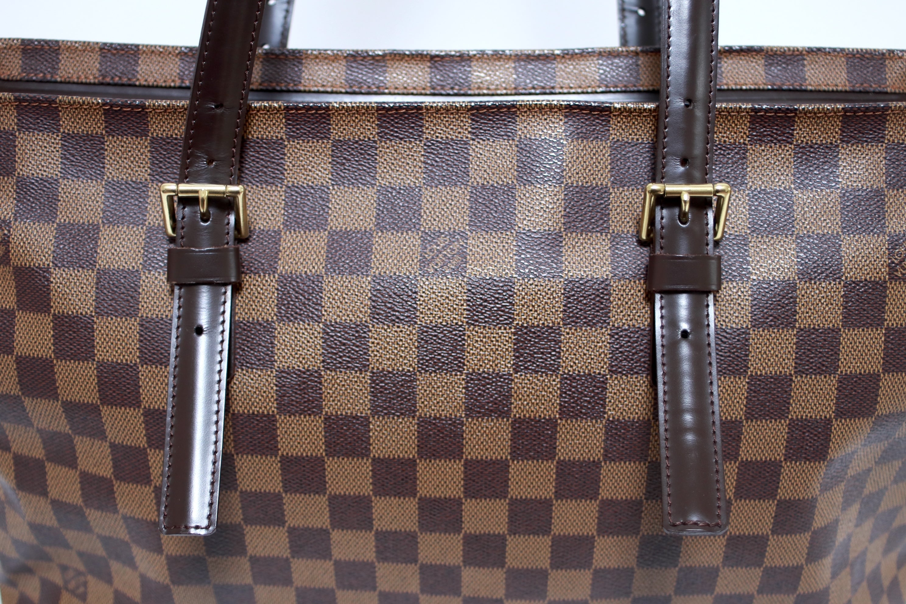 Louis Vuitton Chelsea Damier Ebene Shoulder Tote Bag Used (8337)