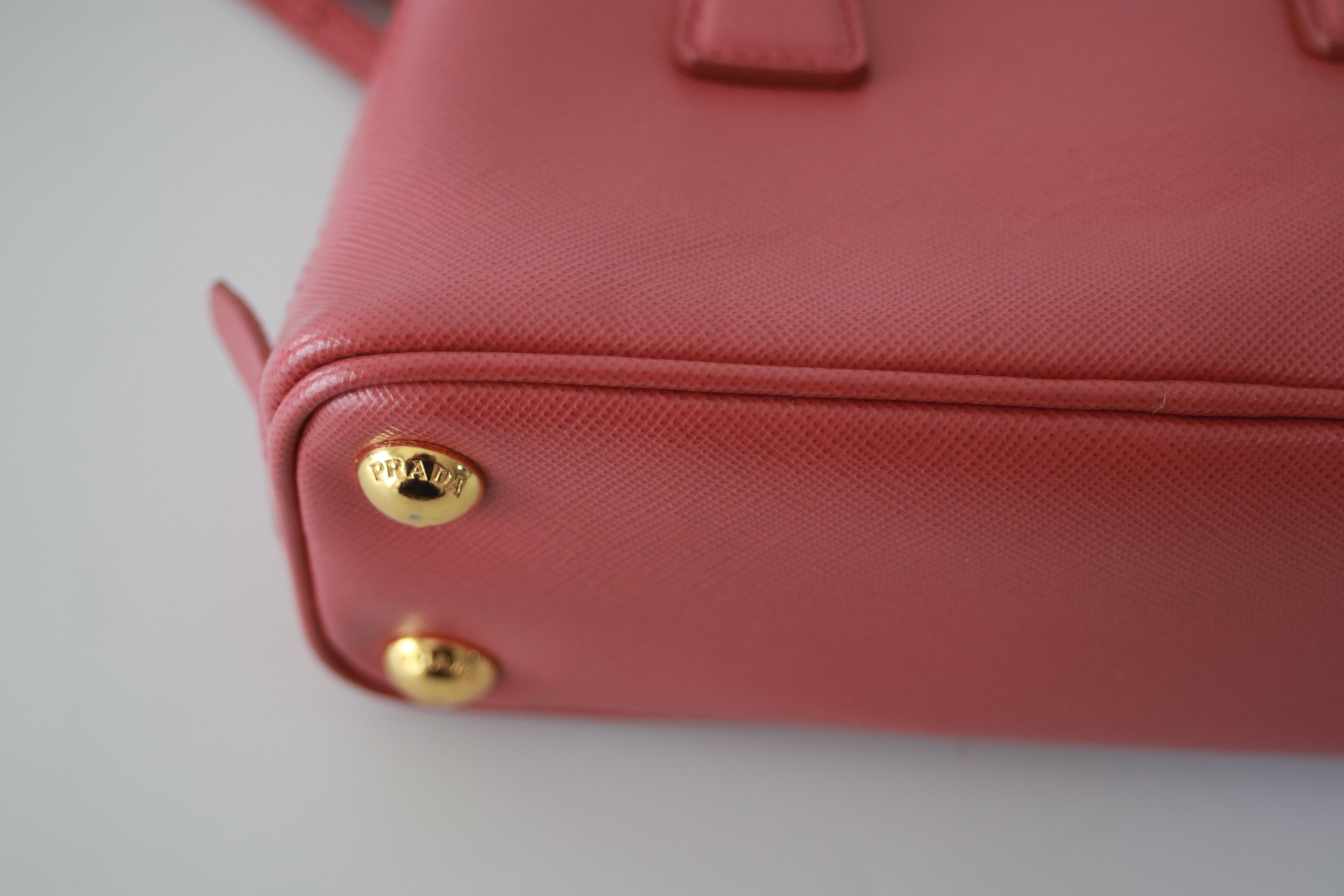Prada Saffiano Mini Two Way Shoulder Bag Pink Used (7308)