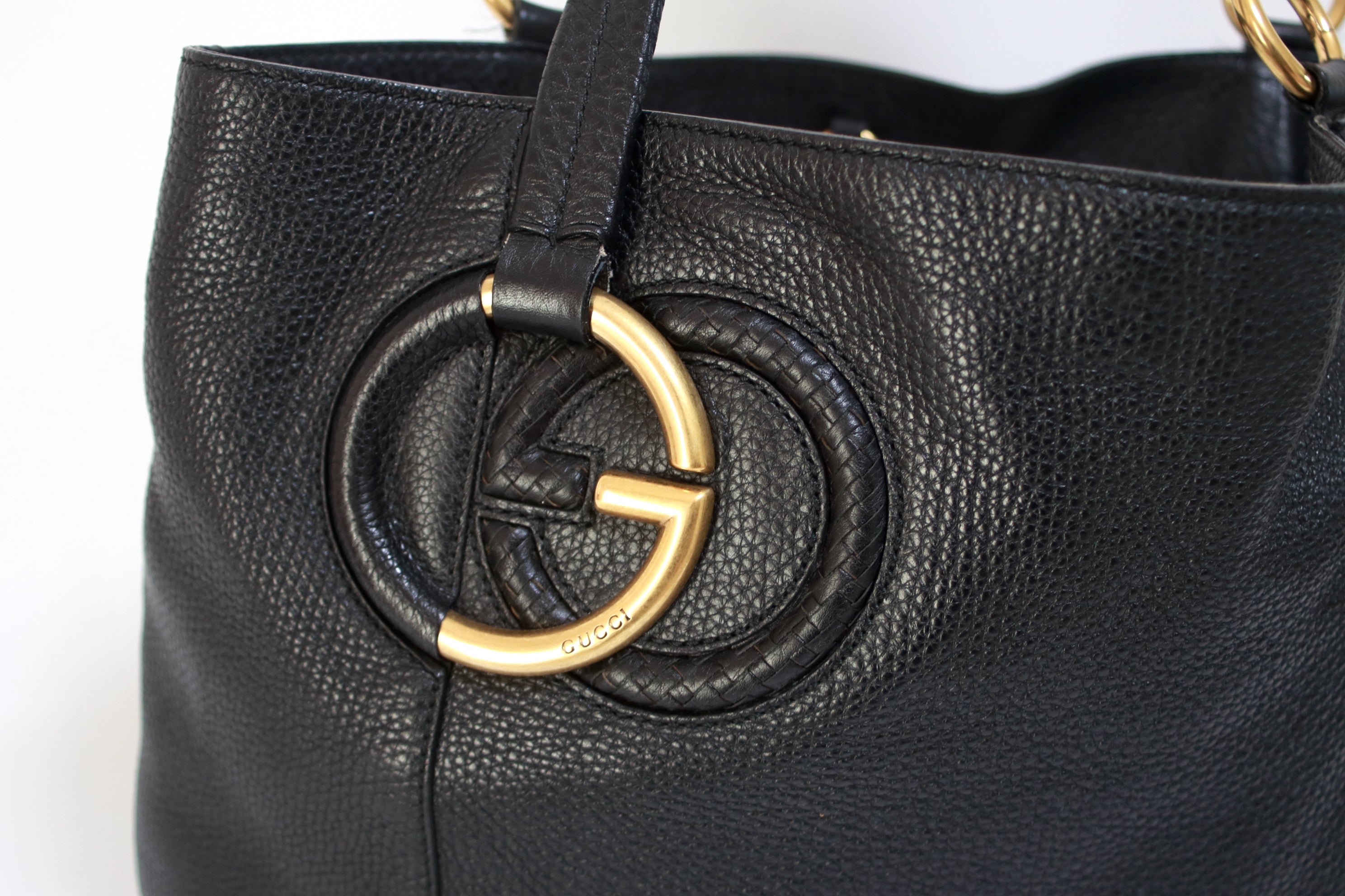 Gucci Twill Shoulder Tote Bag Used (7283)