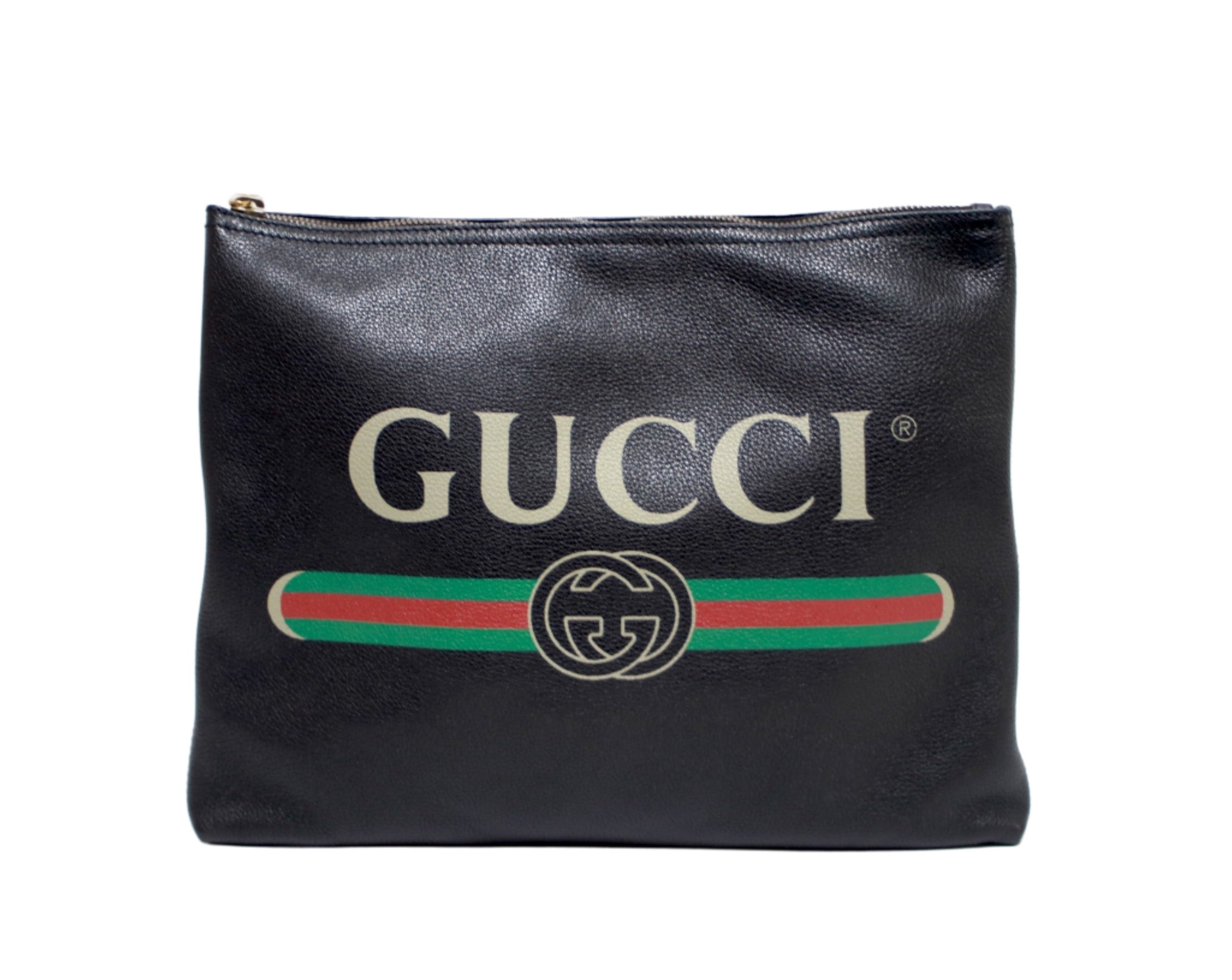 Gucci Leather Clutch Black Used (8086)