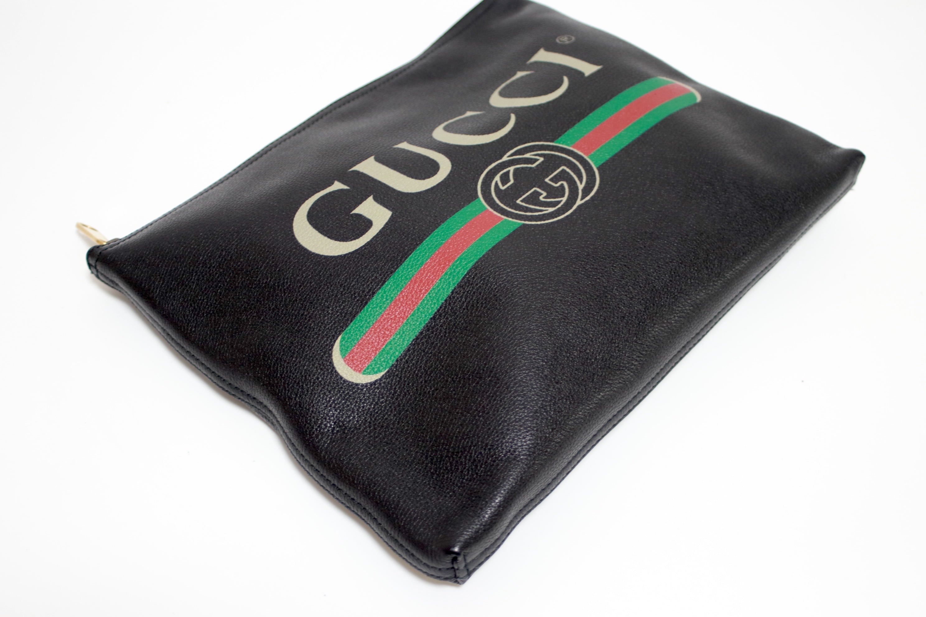 Gucci Leather Clutch Black Used (8086)