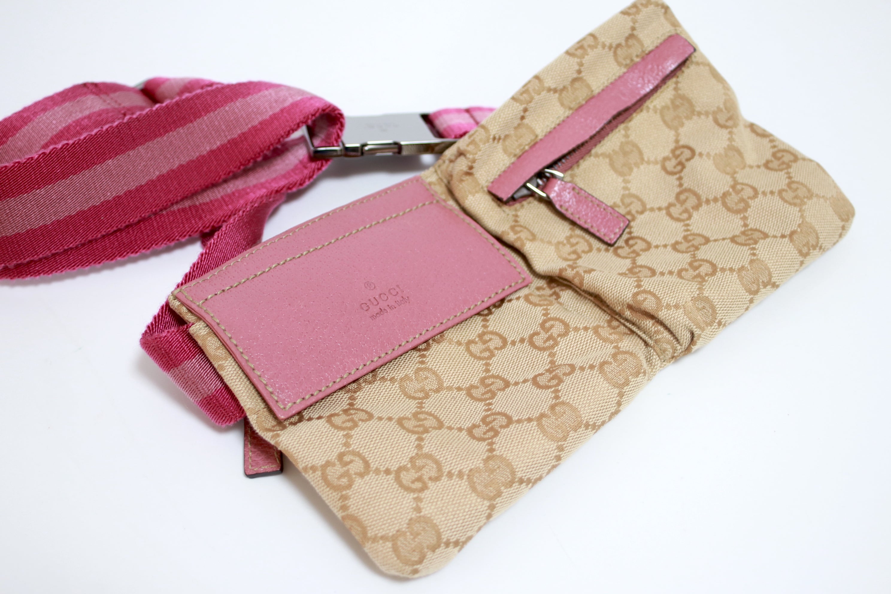 Gucci Waist Bag Pink and Brown Used (7323)