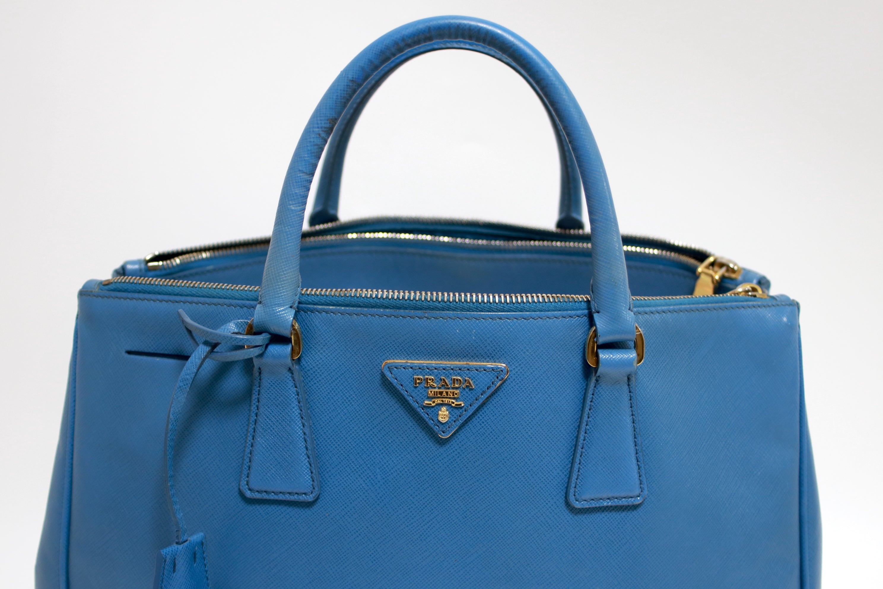 Prada Saffiano Tote Bag Blue Used 6984