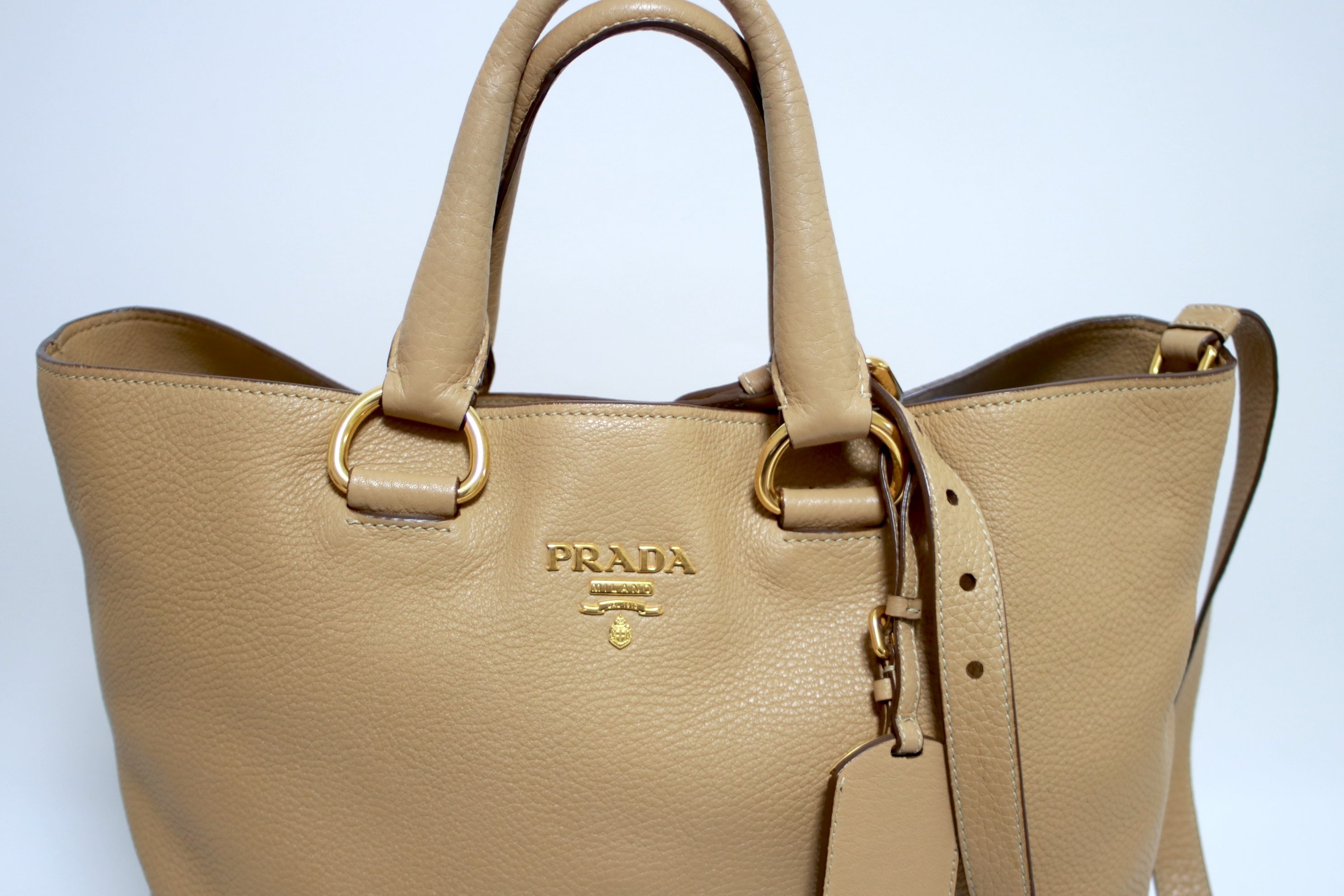 Prada Vitello Daino Leather Two Way Bag Used