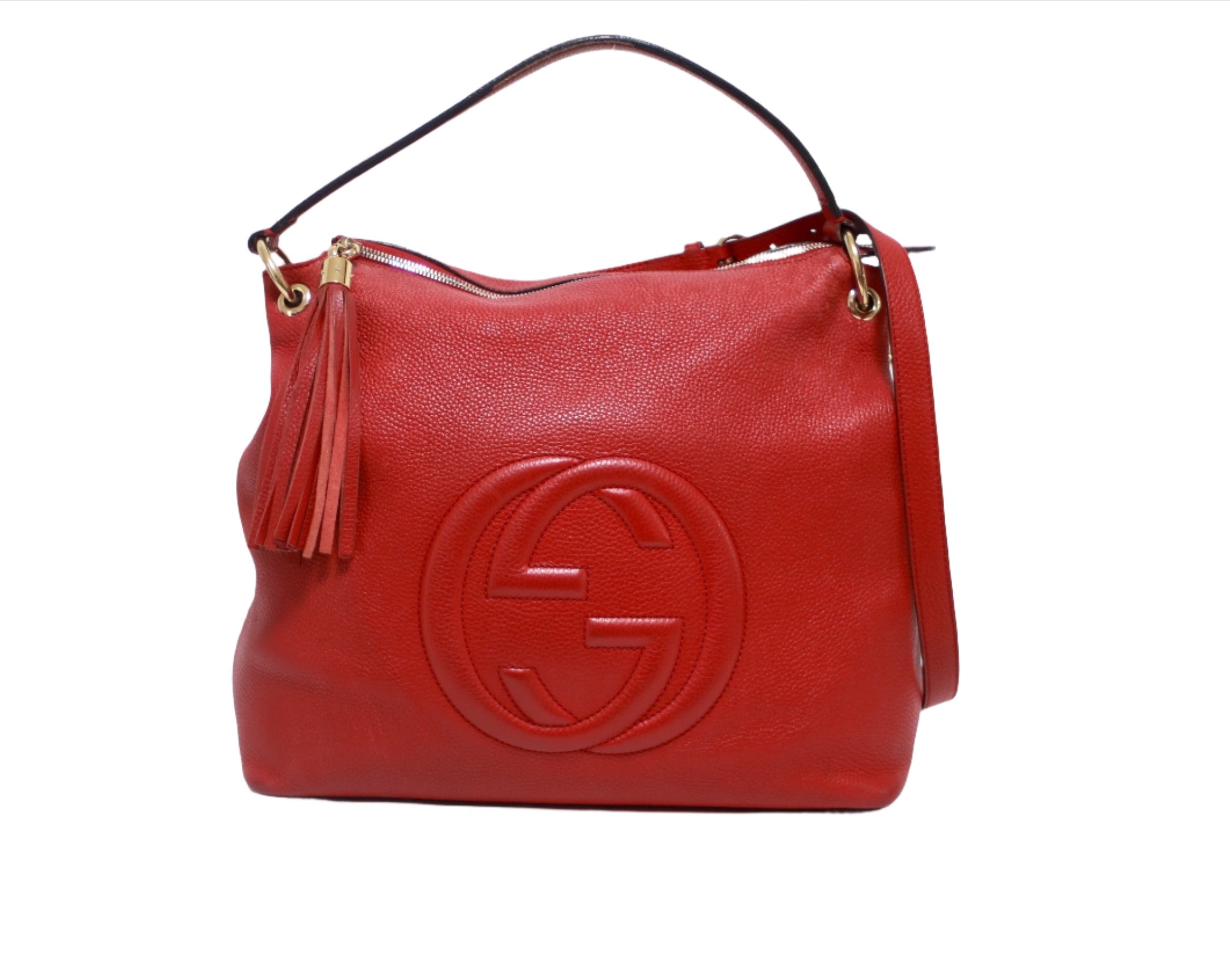 Gucci Soho Hobo Shoulder Bag Red Used (8602)