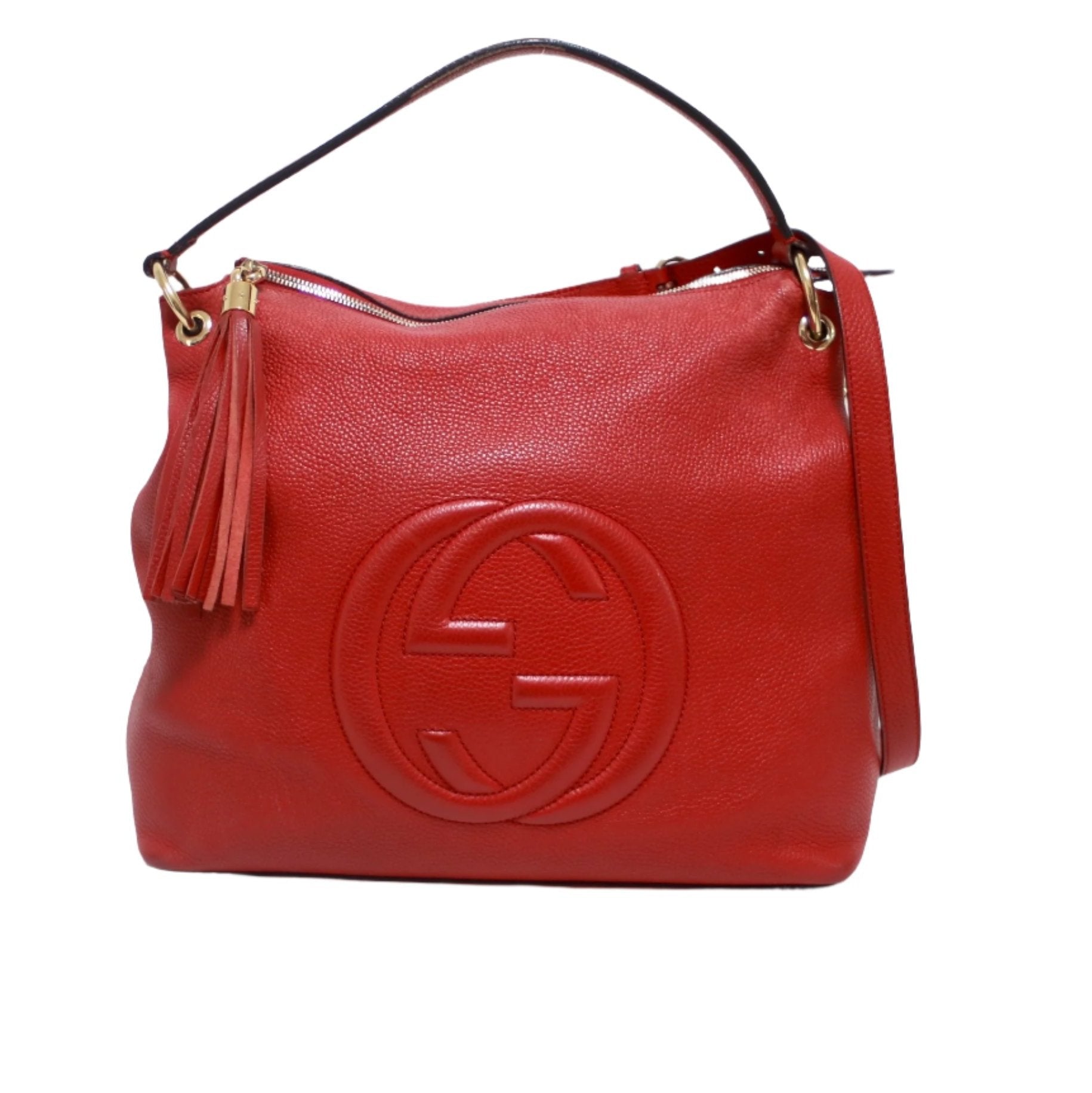 Gucci Soho Hobo Shoulder Bag Red Used (8602)