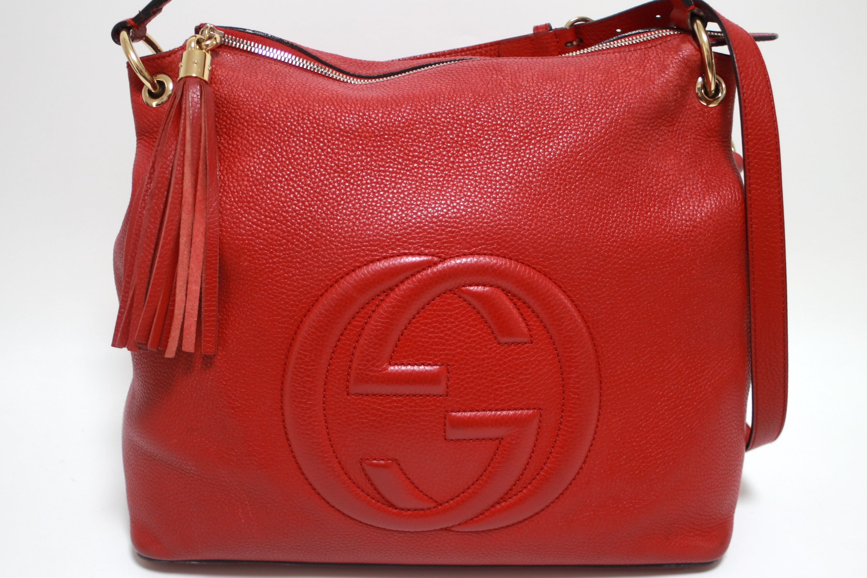 Gucci Soho Hobo Shoulder Bag Red Used