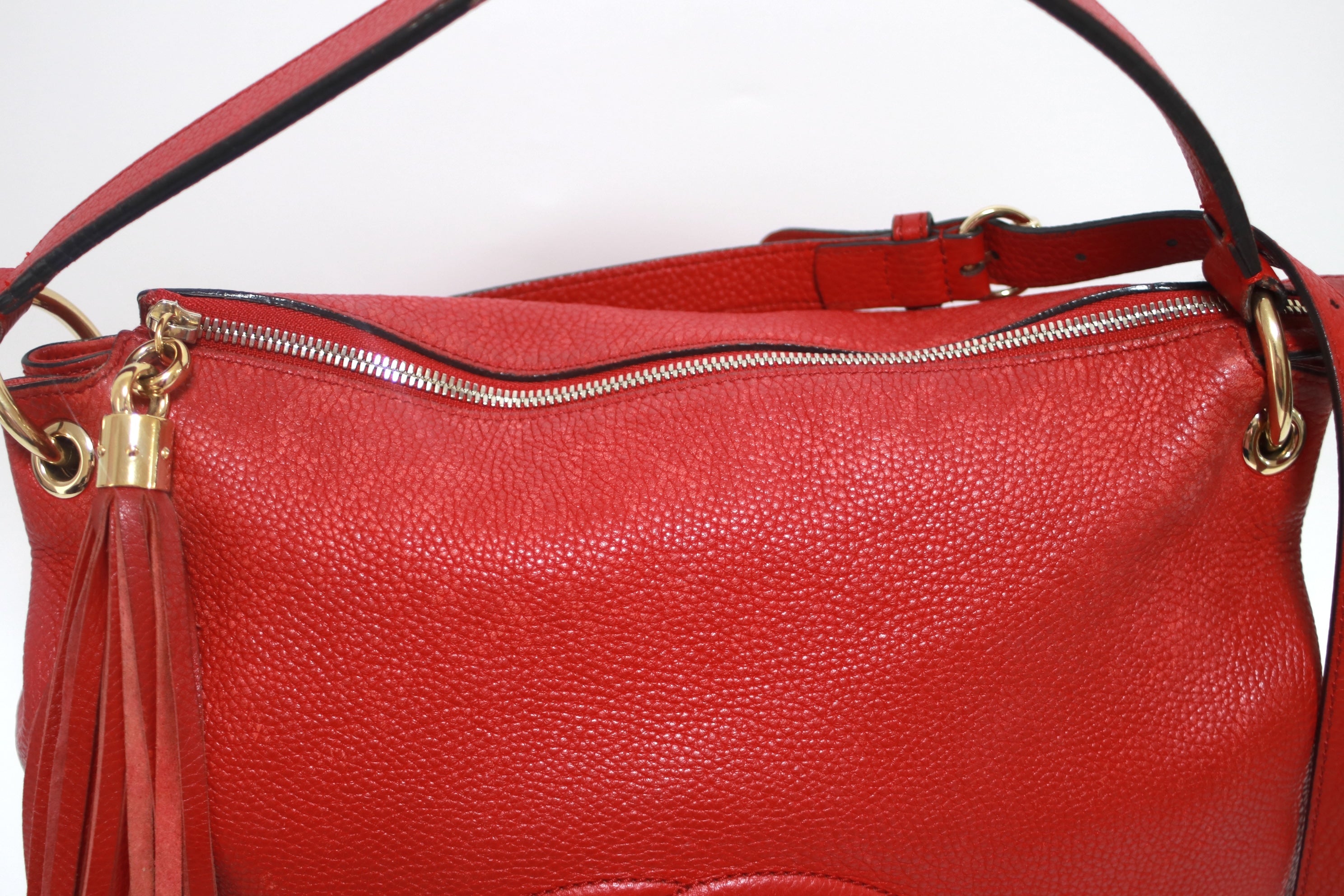 Gucci Soho Hobo Shoulder Bag Red Used