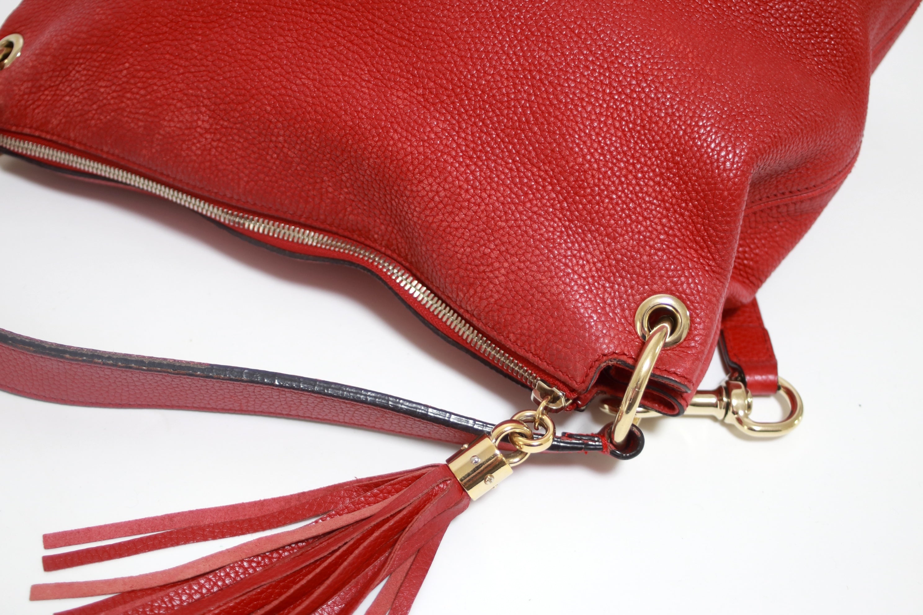 Gucci Soho Hobo Shoulder Bag Red Used