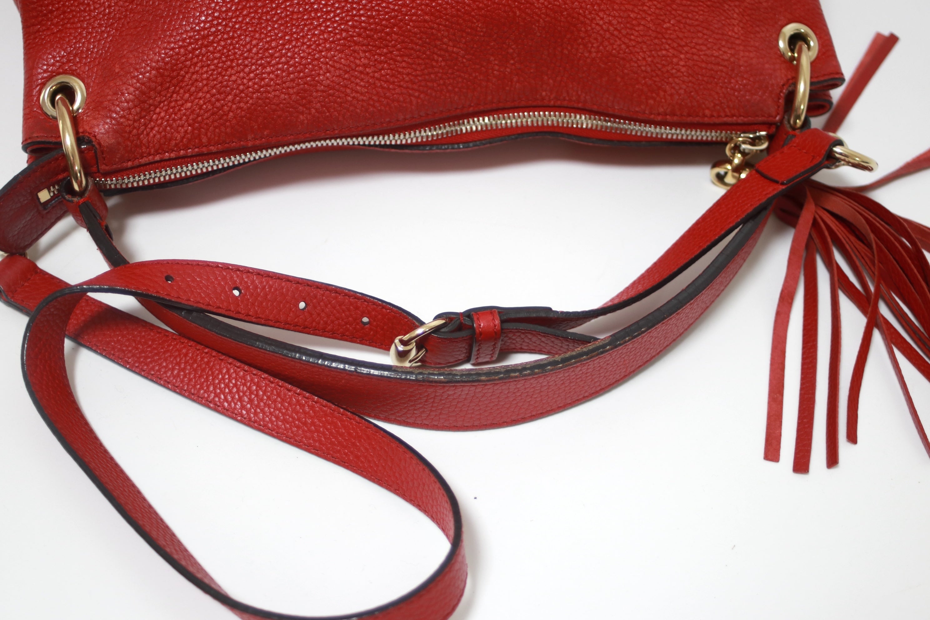 Gucci Soho Hobo Shoulder Bag Red Used