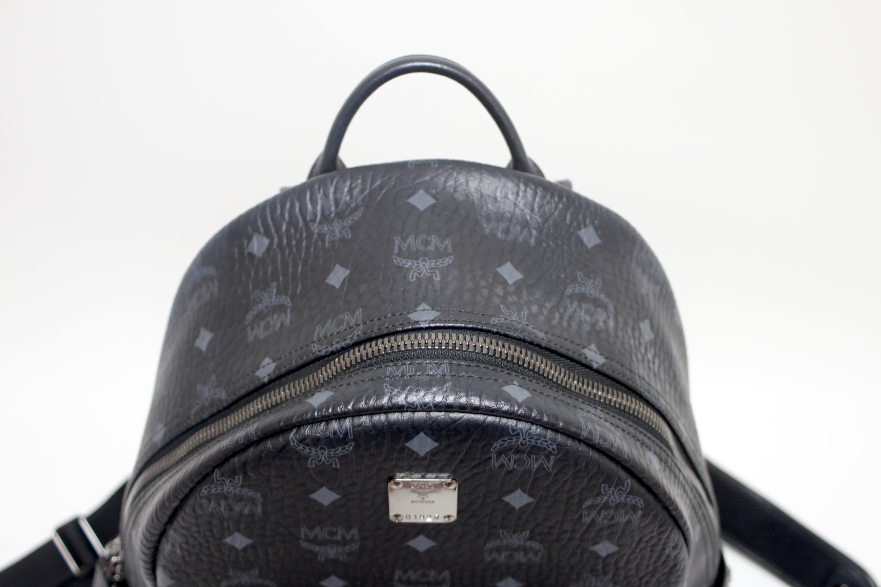 MCM Backpack Side Studs Visetos Black Used