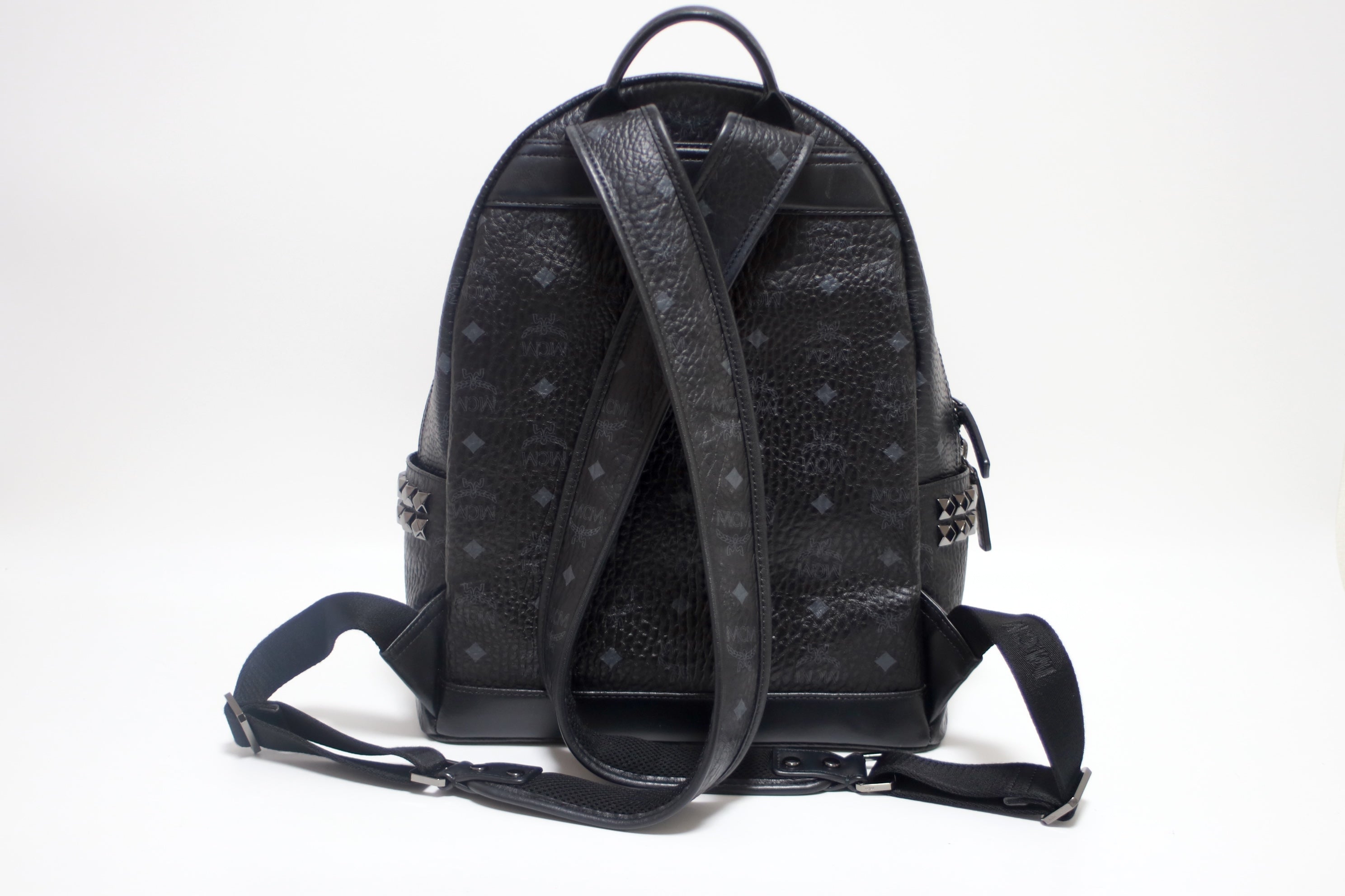 MCM Backpack Side Studs Visetos Black Used