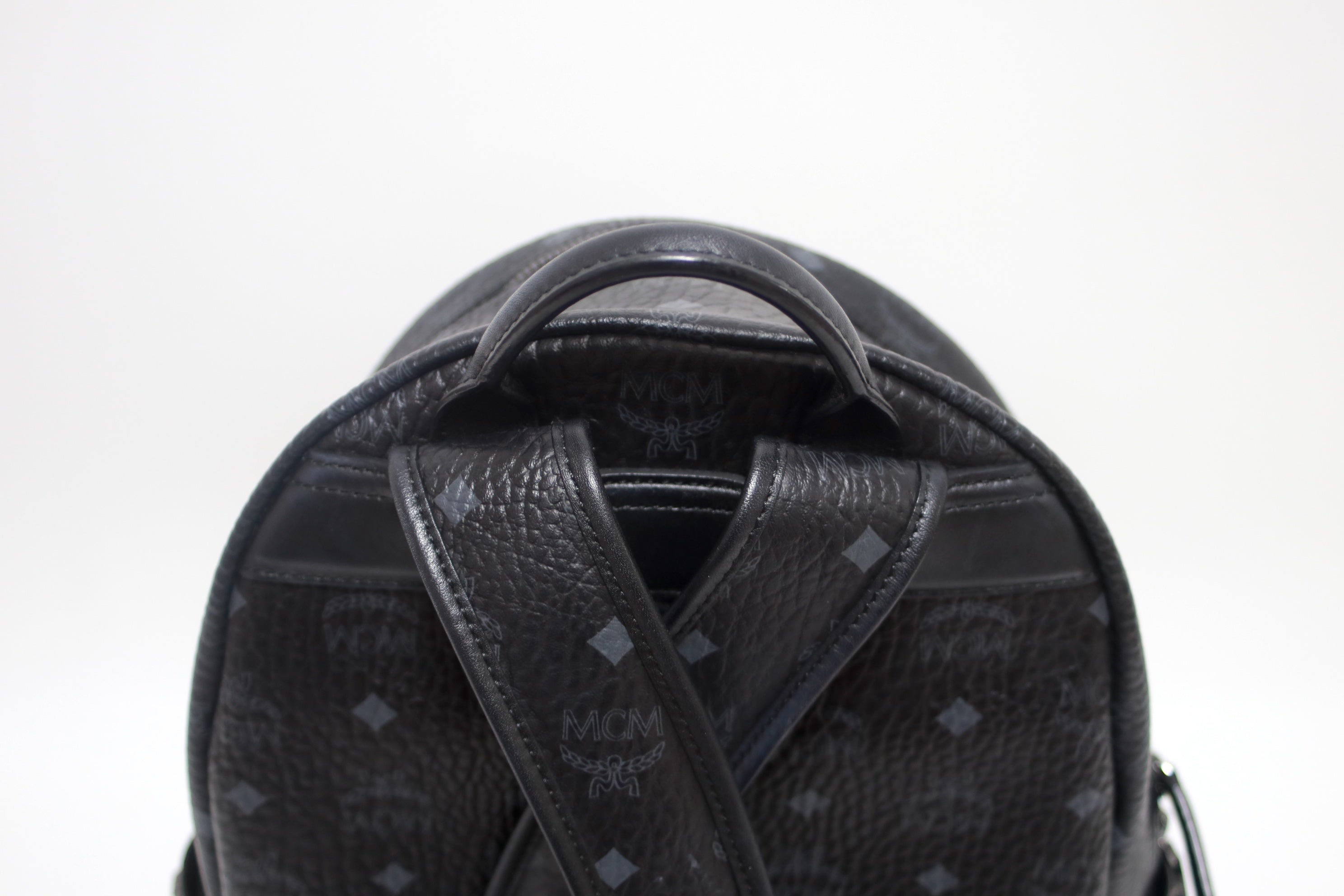 MCM Backpack Side Studs Visetos Black Used