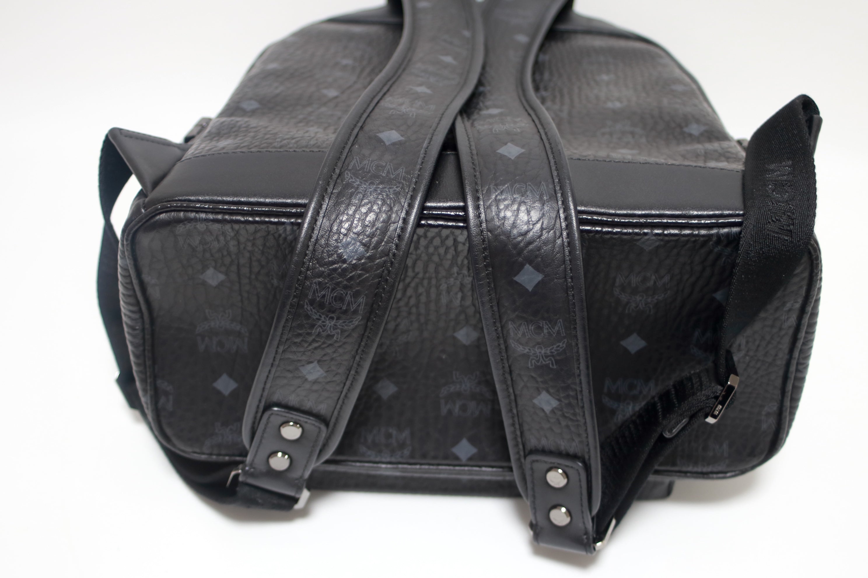 MCM Backpack Side Studs Visetos Black Used