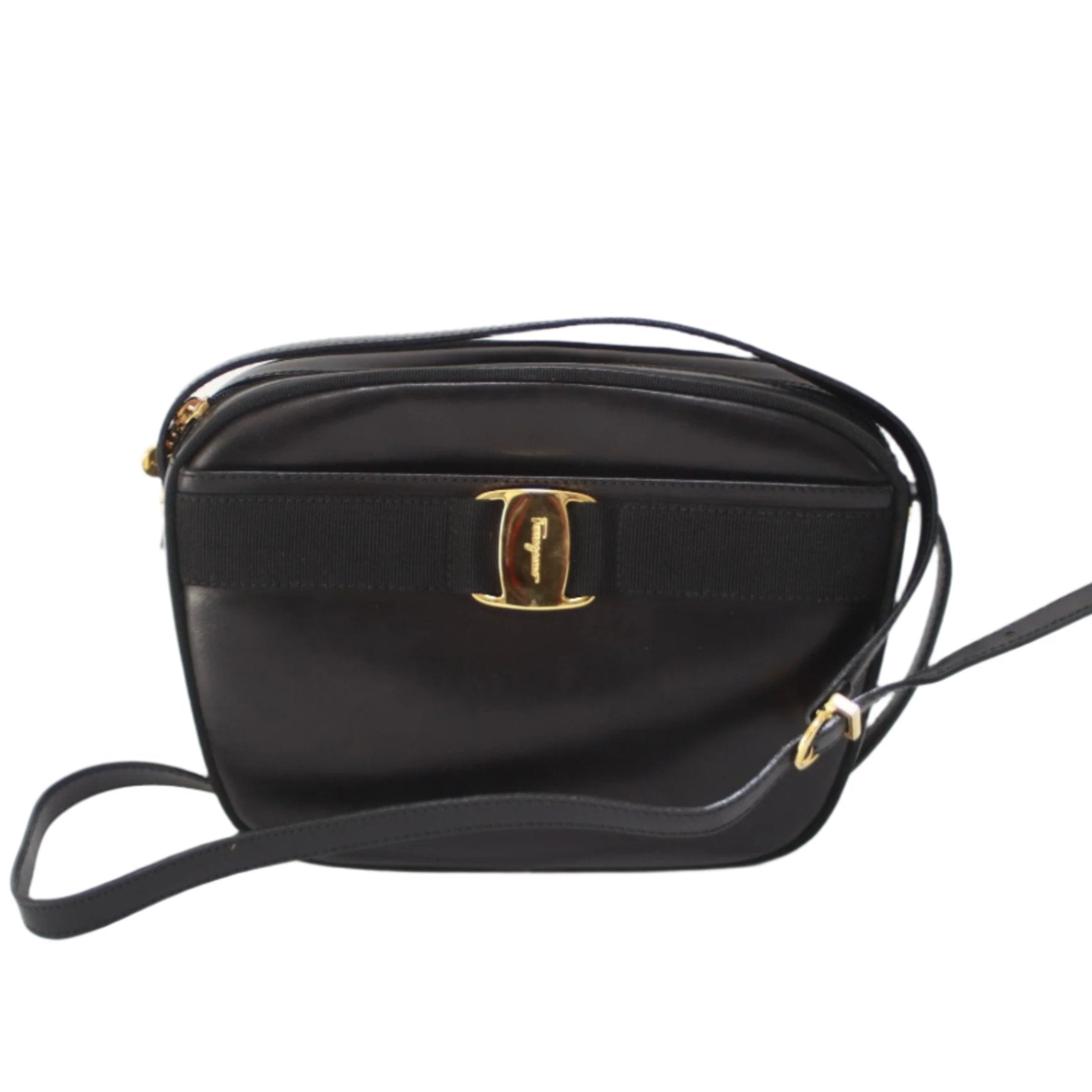 Ferragamo Small Shoulder Bag Black Used