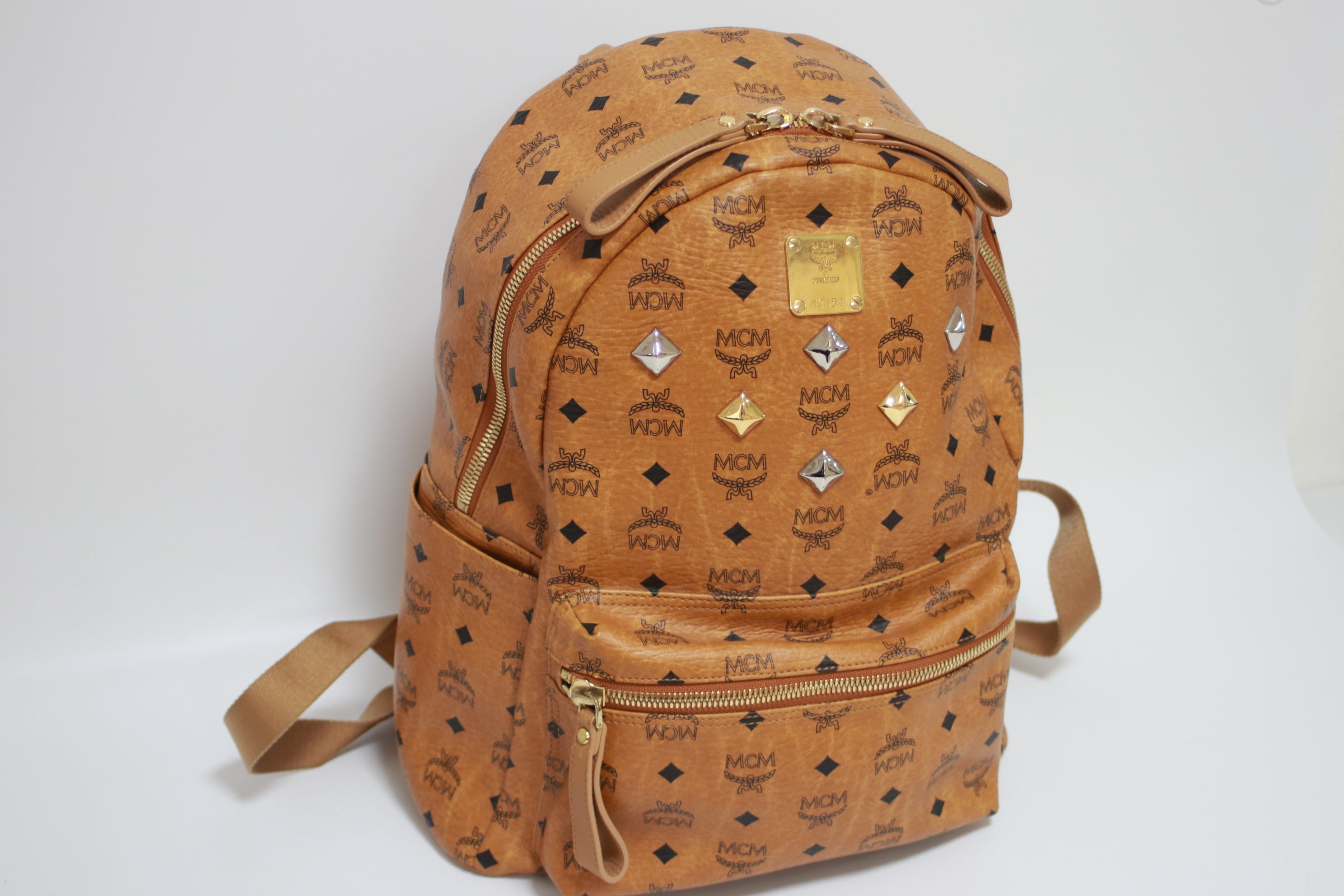 MCM Visetos Studs Backpack Medium Size Used (7504)