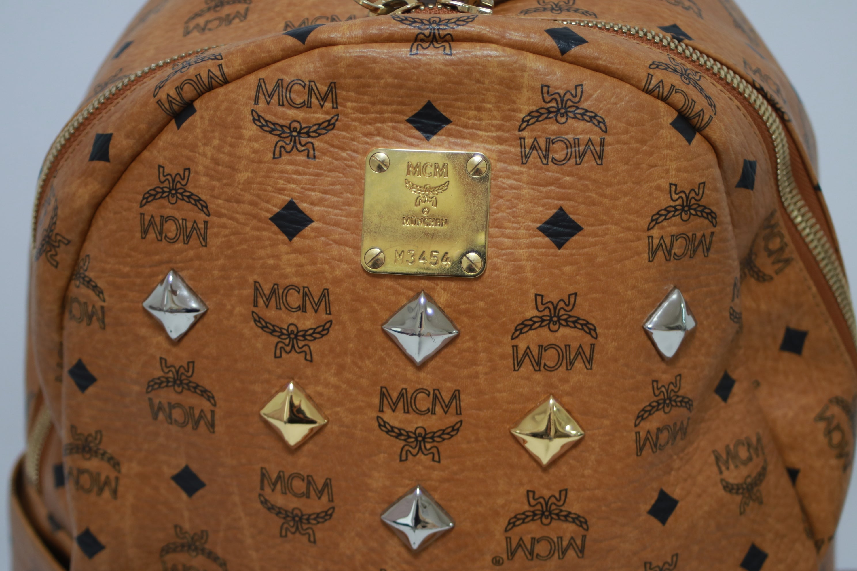 MCM Visetos Studs Backpack Medium Size Used (7504)