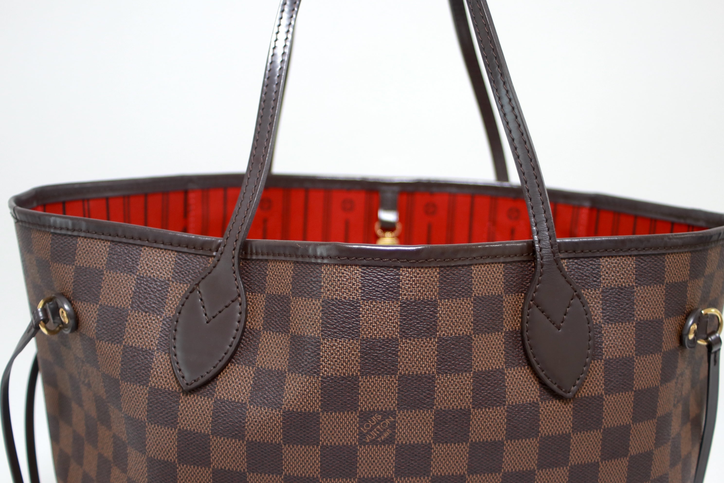 Louis Vuitton Neverfull MM Damier Ebene Shoulder Tote Bag Used