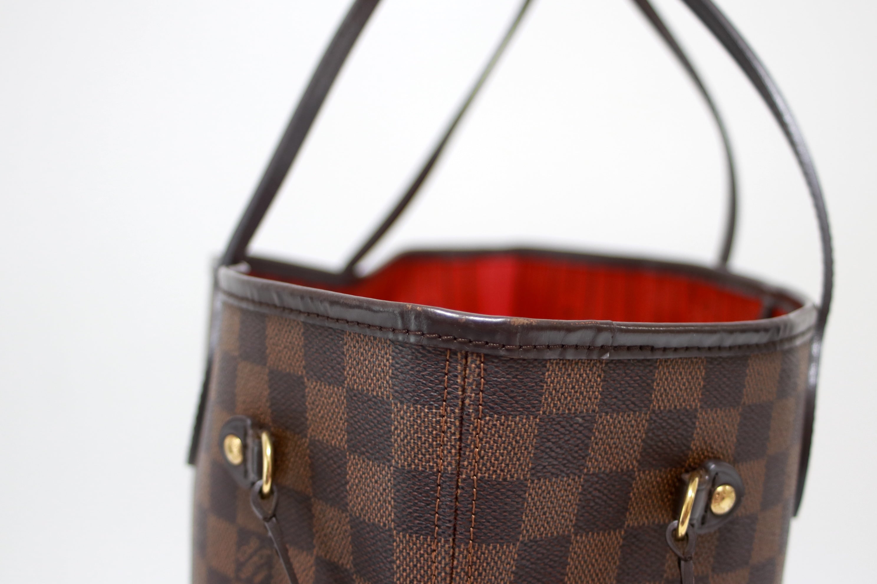 Louis Vuitton Neverfull MM Damier Ebene Shoulder Tote Bag Used