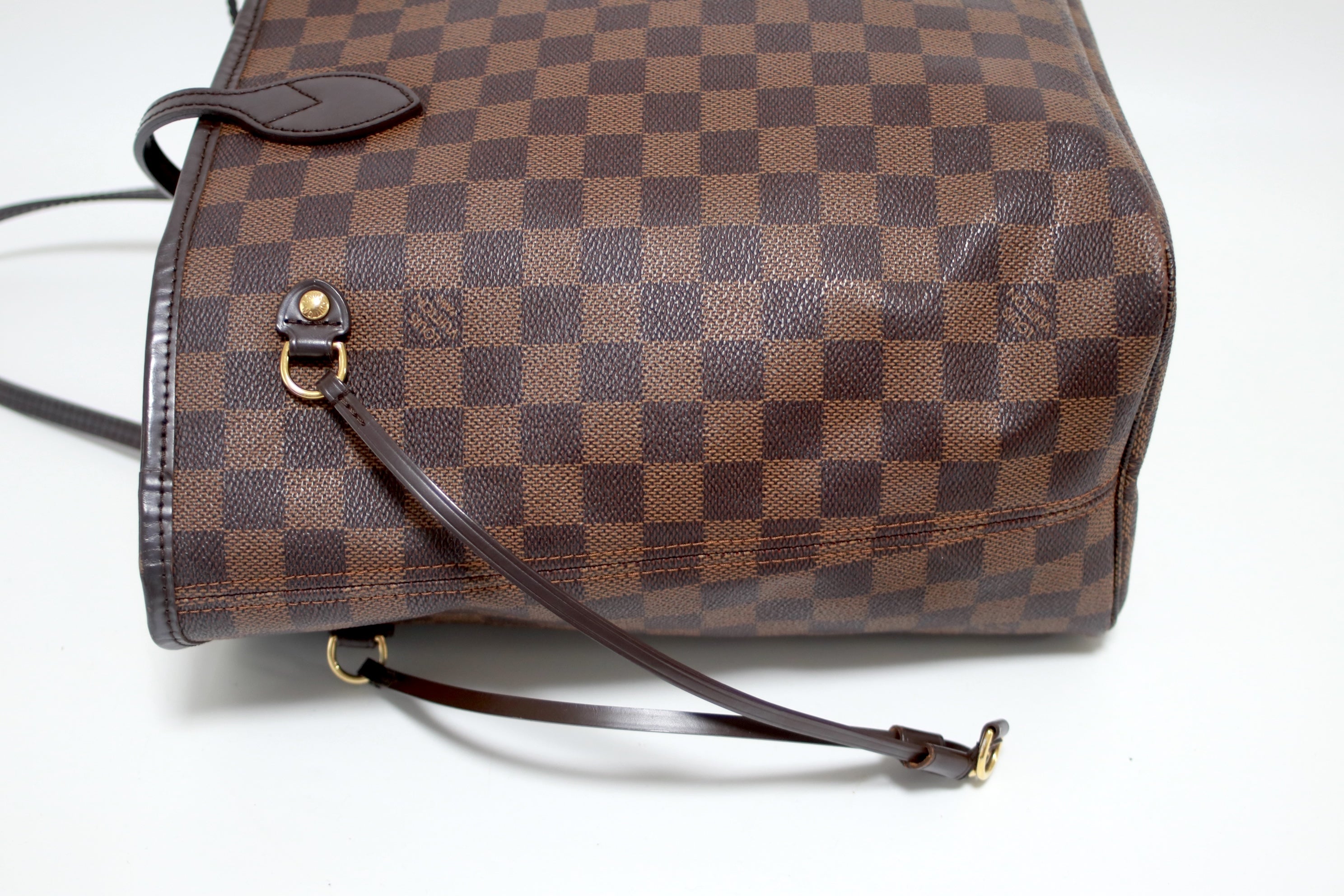 Louis Vuitton Neverfull MM Damier Ebene Shoulder Tote Bag Used