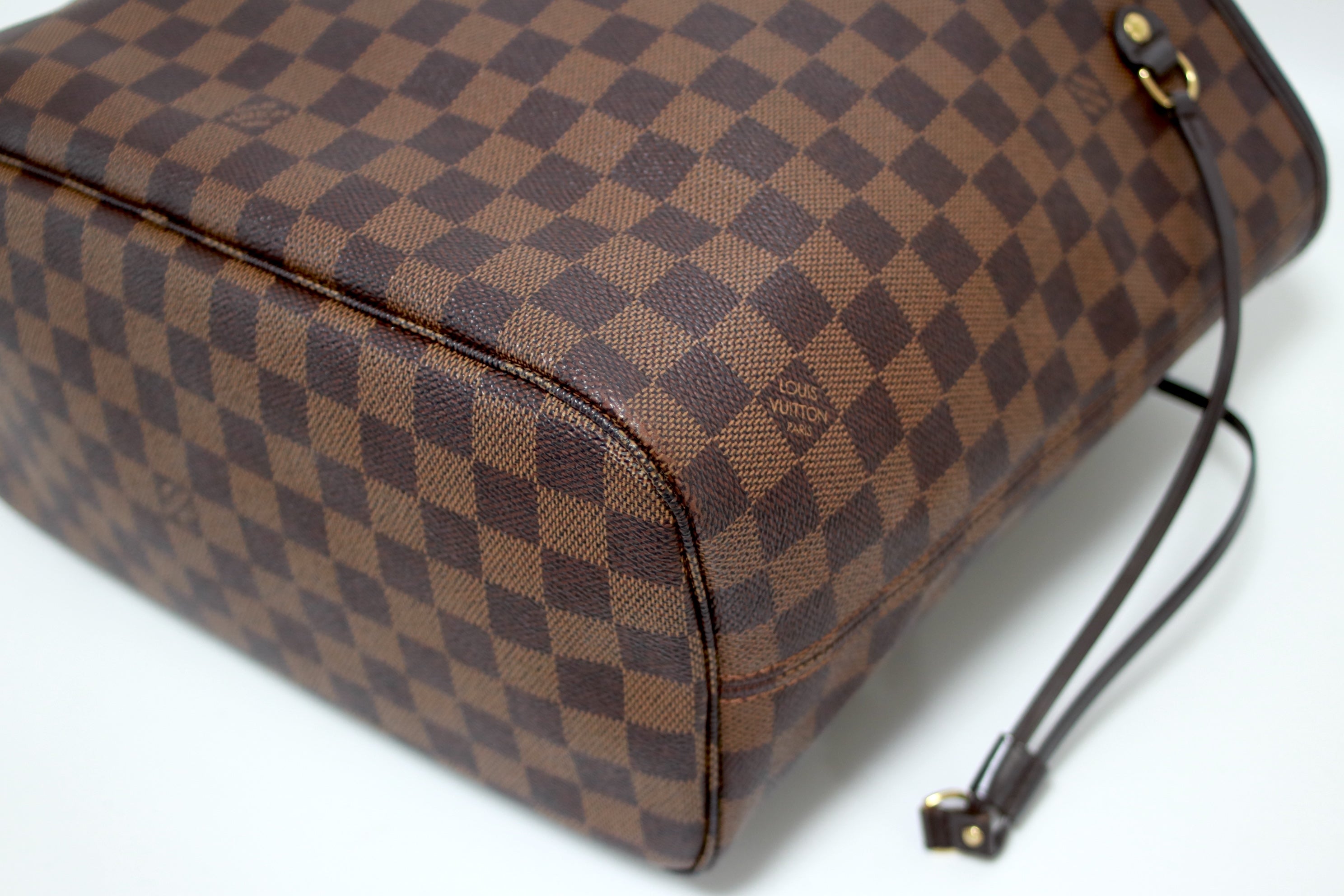 Louis Vuitton Neverfull MM Damier Ebene Shoulder Tote Bag Used