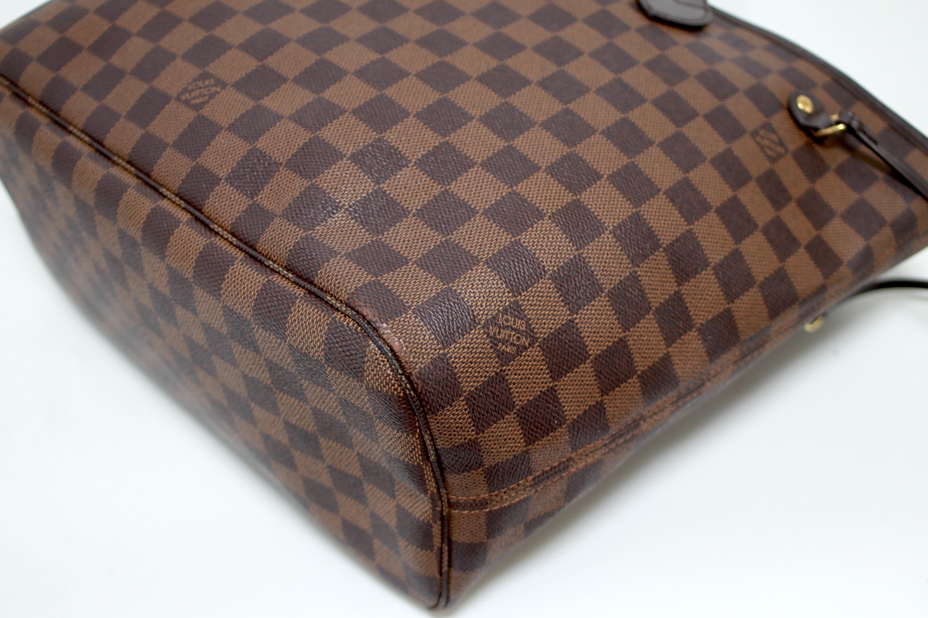 Louis Vuitton Neverfull MM Damier Ebene Shoulder Tote Bag Used