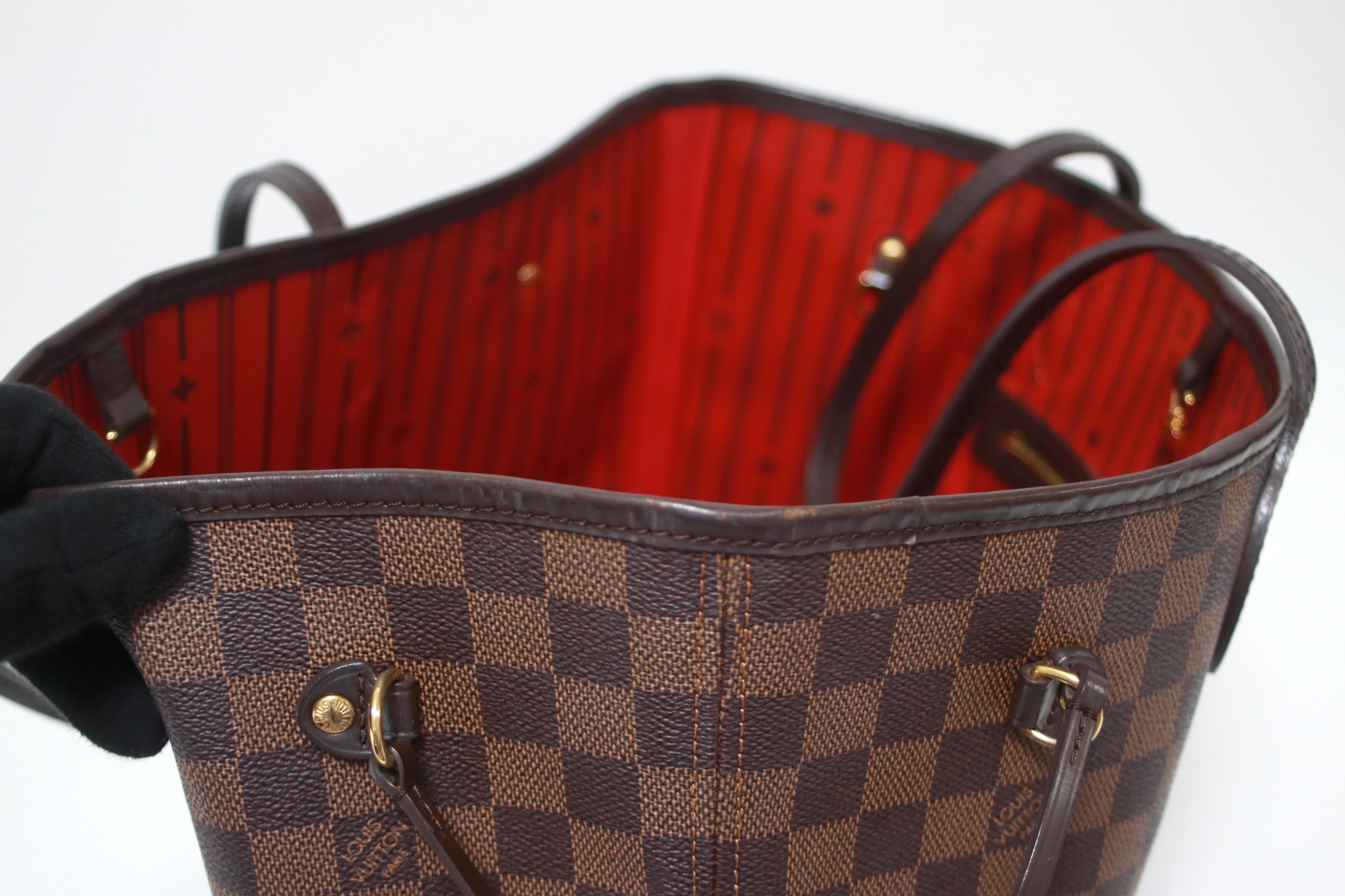 Louis Vuitton Neverfull MM Damier Ebene Shoulder Tote Bag Used