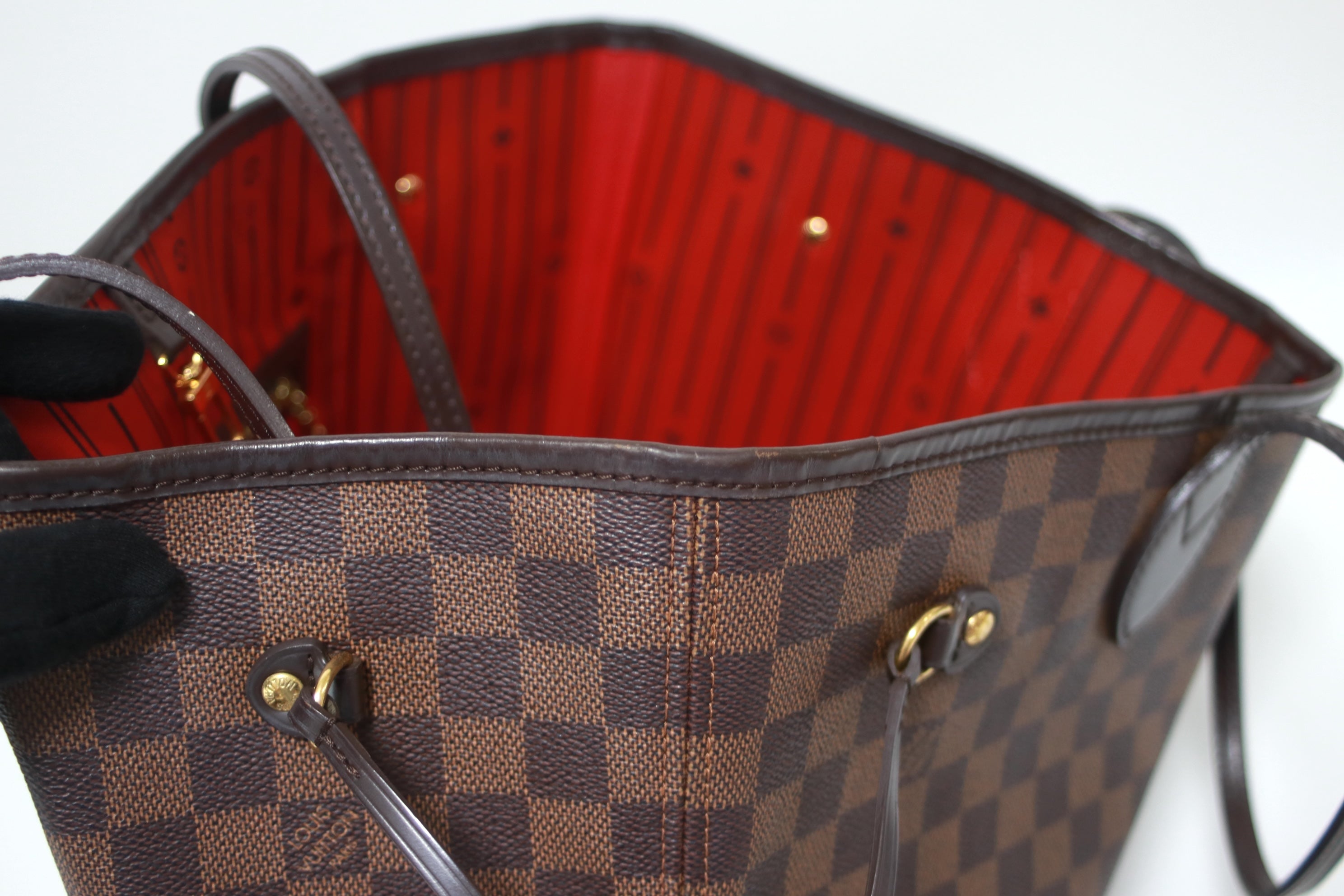 Louis Vuitton Neverfull MM Damier Ebene Shoulder Tote Bag Used