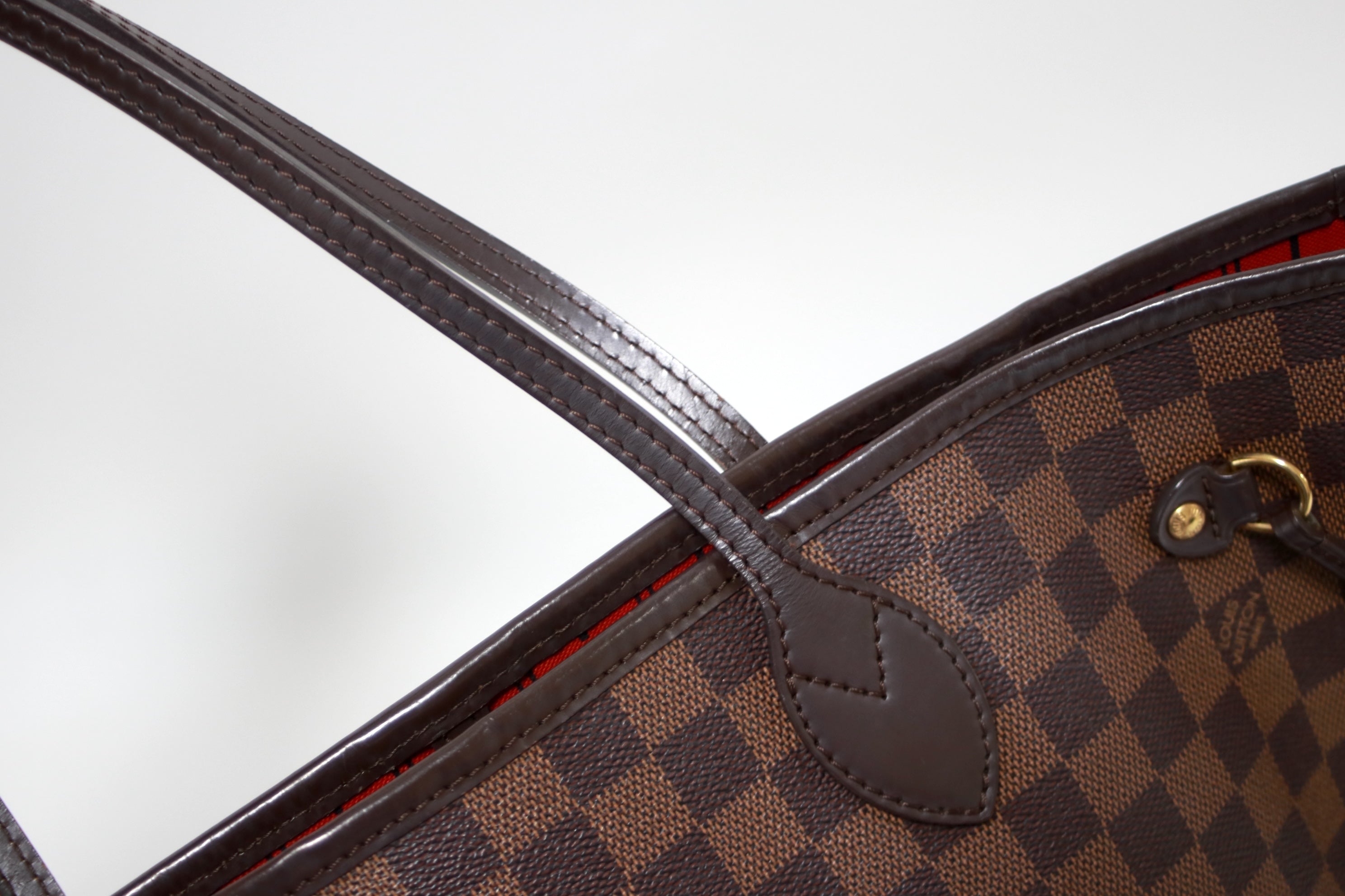 Louis Vuitton Neverfull MM Damier Ebene Shoulder Tote Bag Used