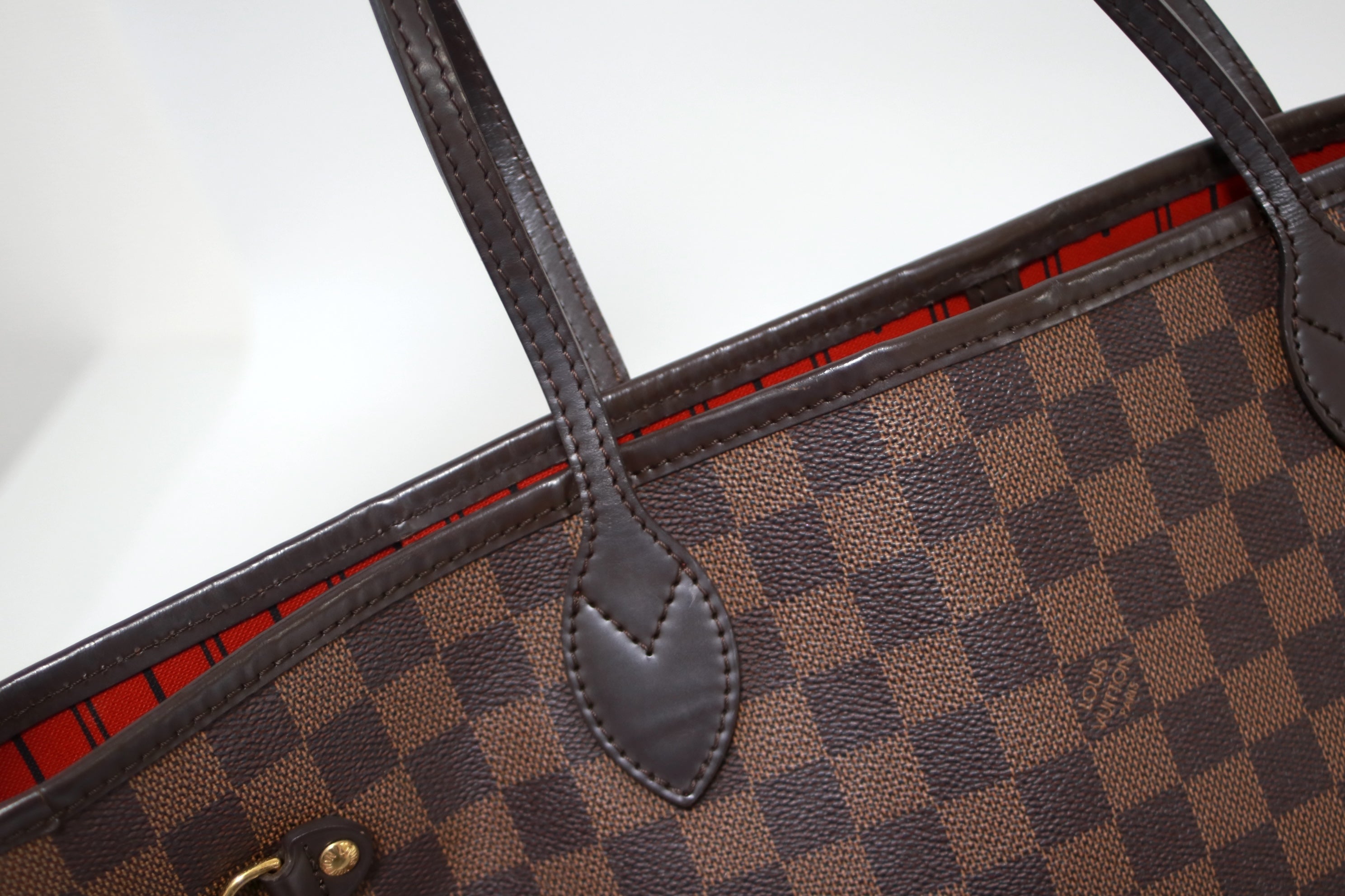 Louis Vuitton Neverfull MM Damier Ebene Shoulder Tote Bag Used