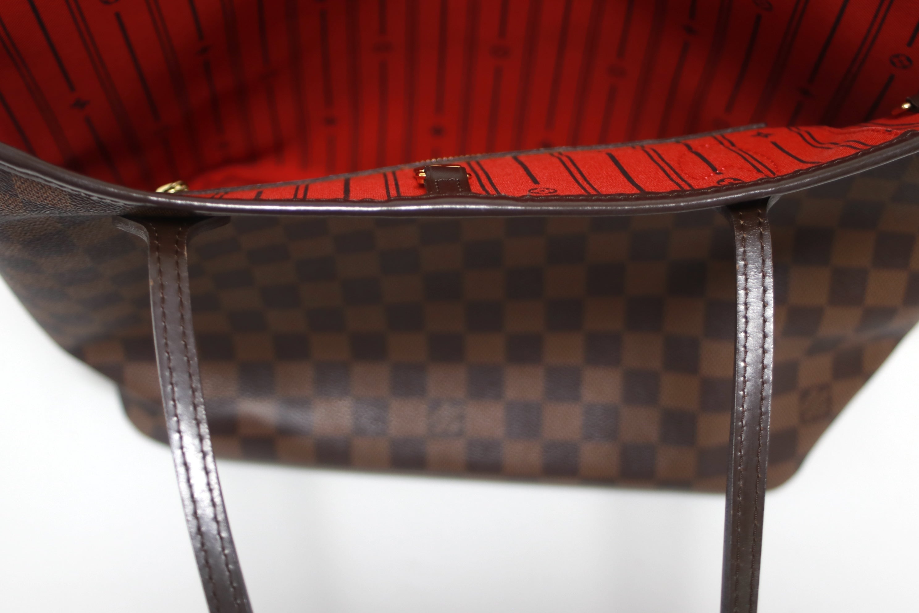 Louis Vuitton Neverfull MM Damier Ebene Shoulder Tote Bag Used