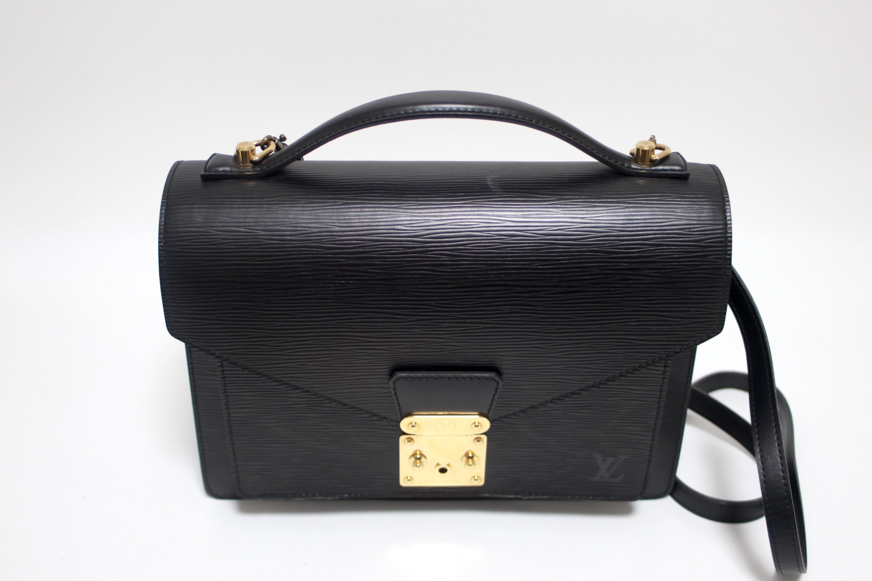 Louis Vuitton Monceau Epi Black Handbag Used (8047)