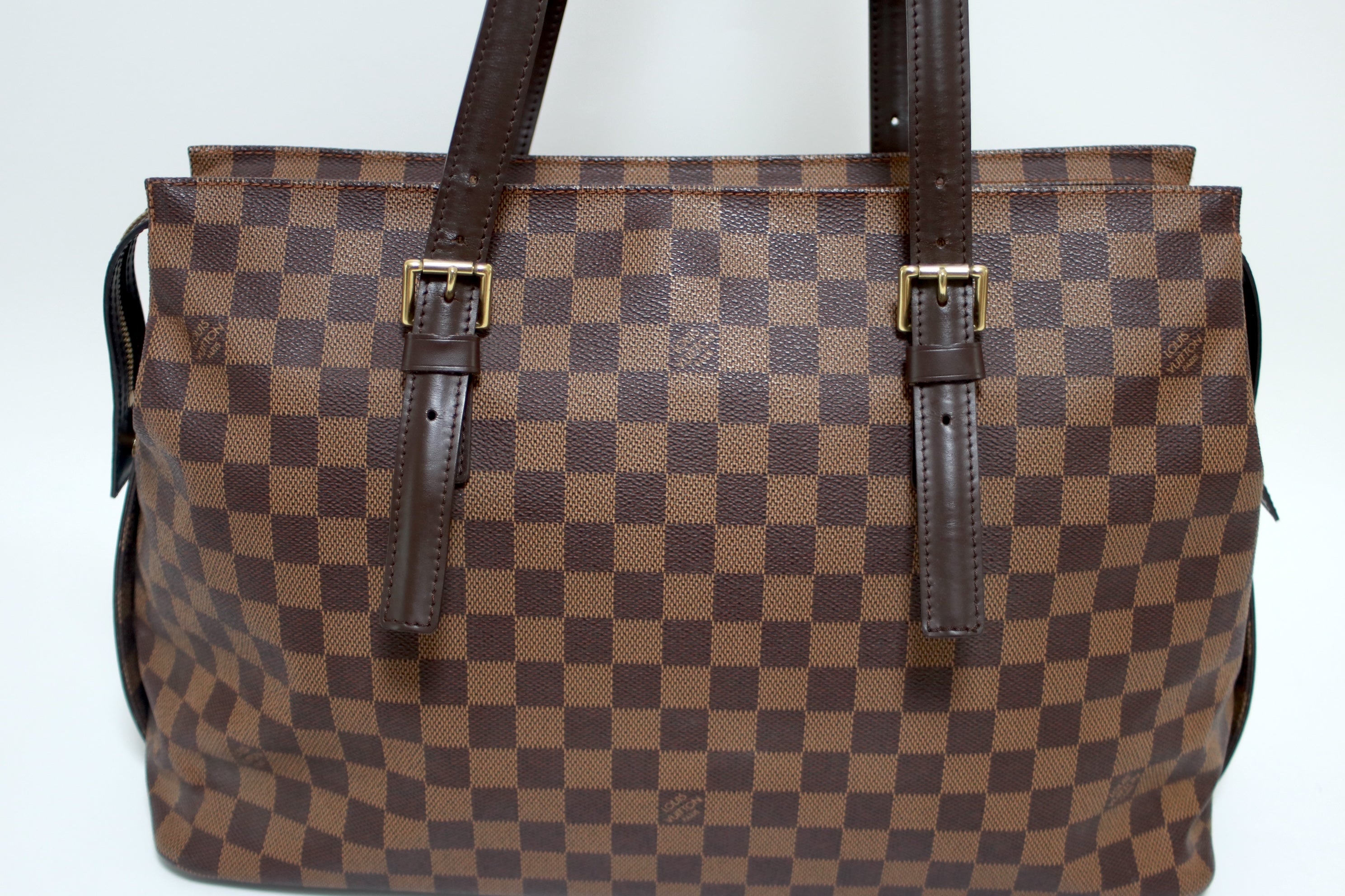 Louis Vuitton Chelsea Damier Ebene Shoulder Tote Bag Used (8611)