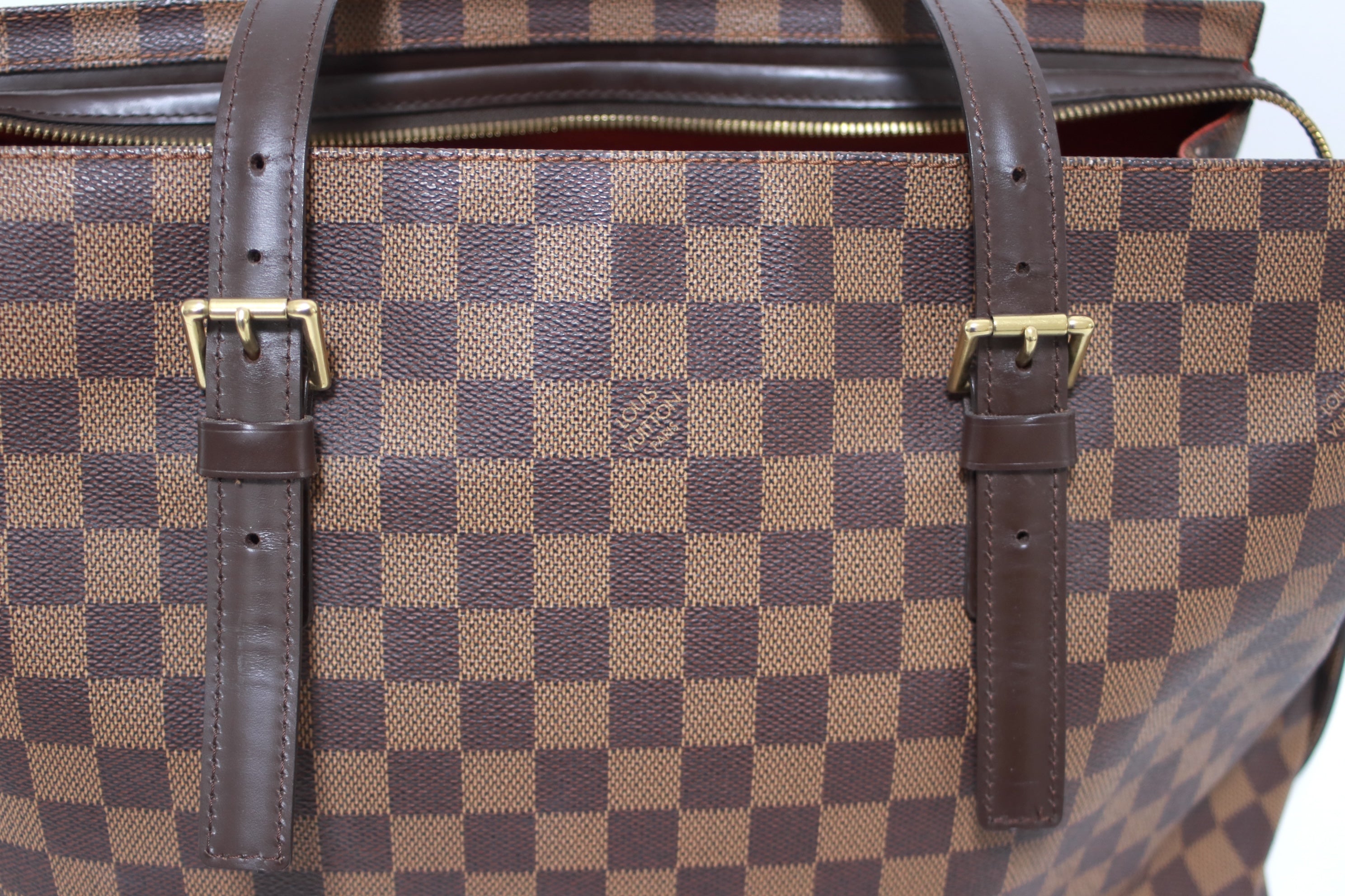 Louis Vuitton Chelsea Damier Ebene Shoulder Tote Bag Used (8611)