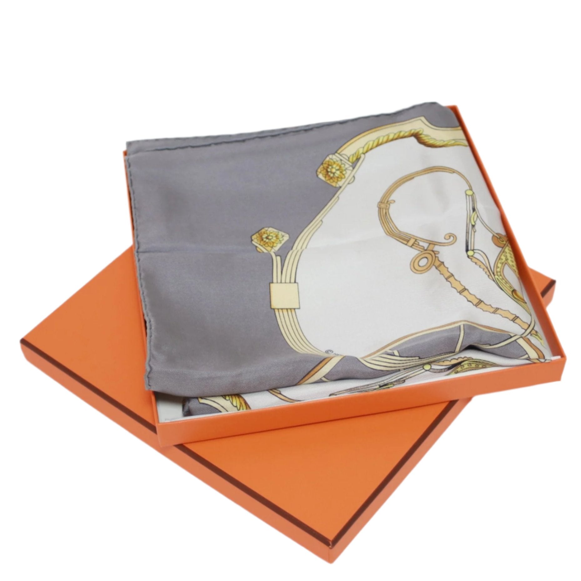 Hermes Scarf Gray with Box Used