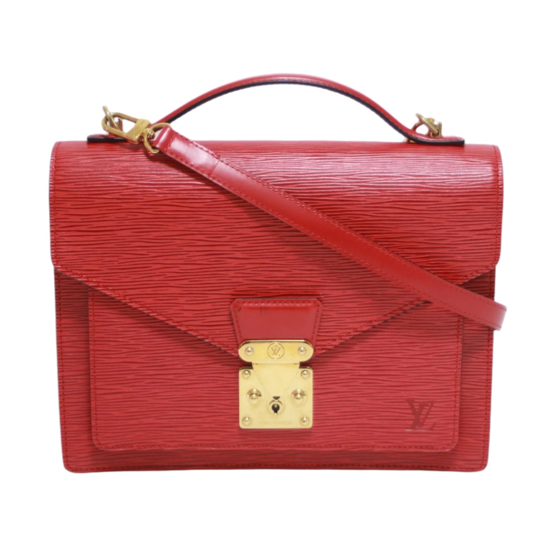 Louis Vuitton Monceau 28 Epi Red Two-Way Handbag Used