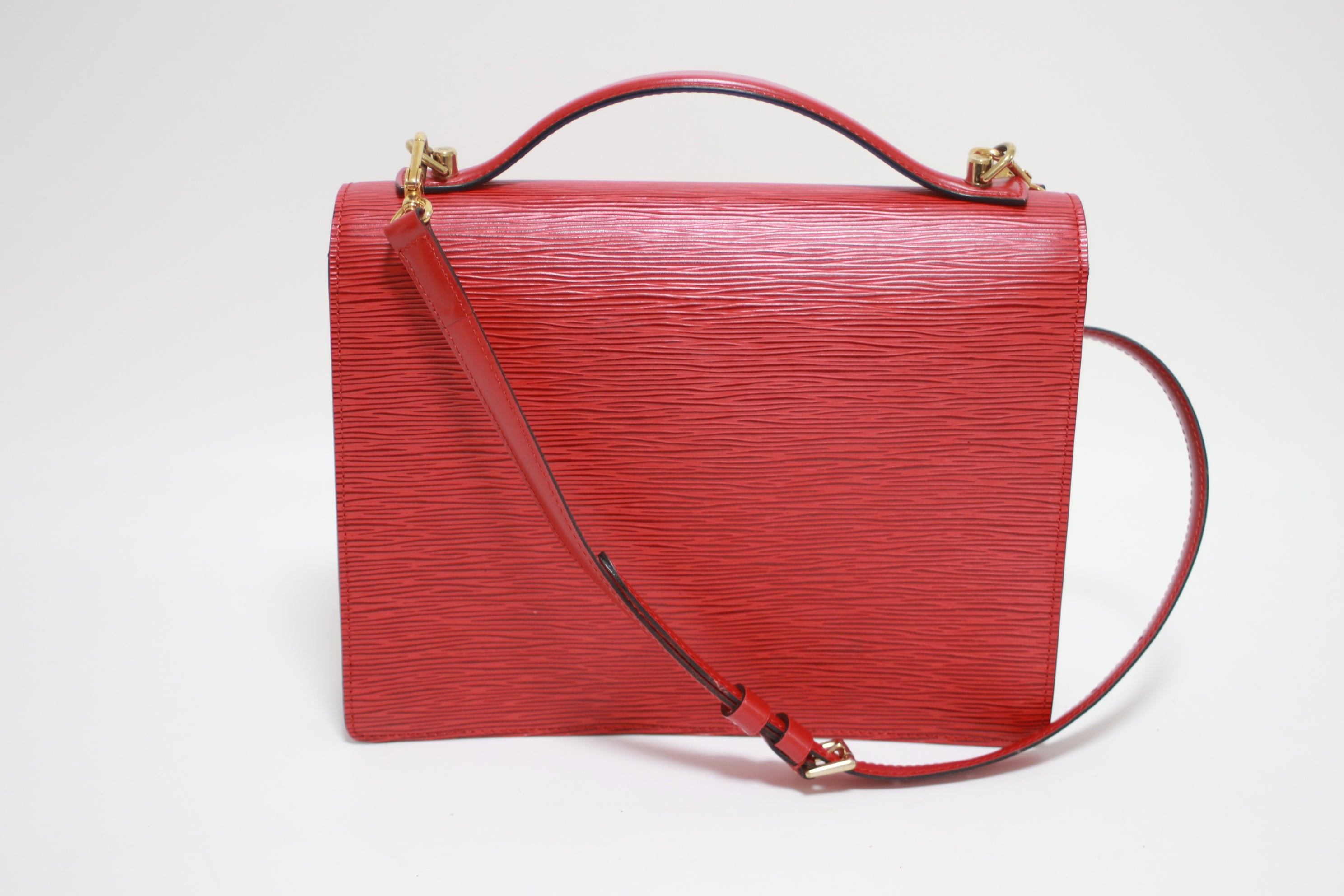 Louis Vuitton Monceau 28 Epi Red Two Way Handbag Used (7693)