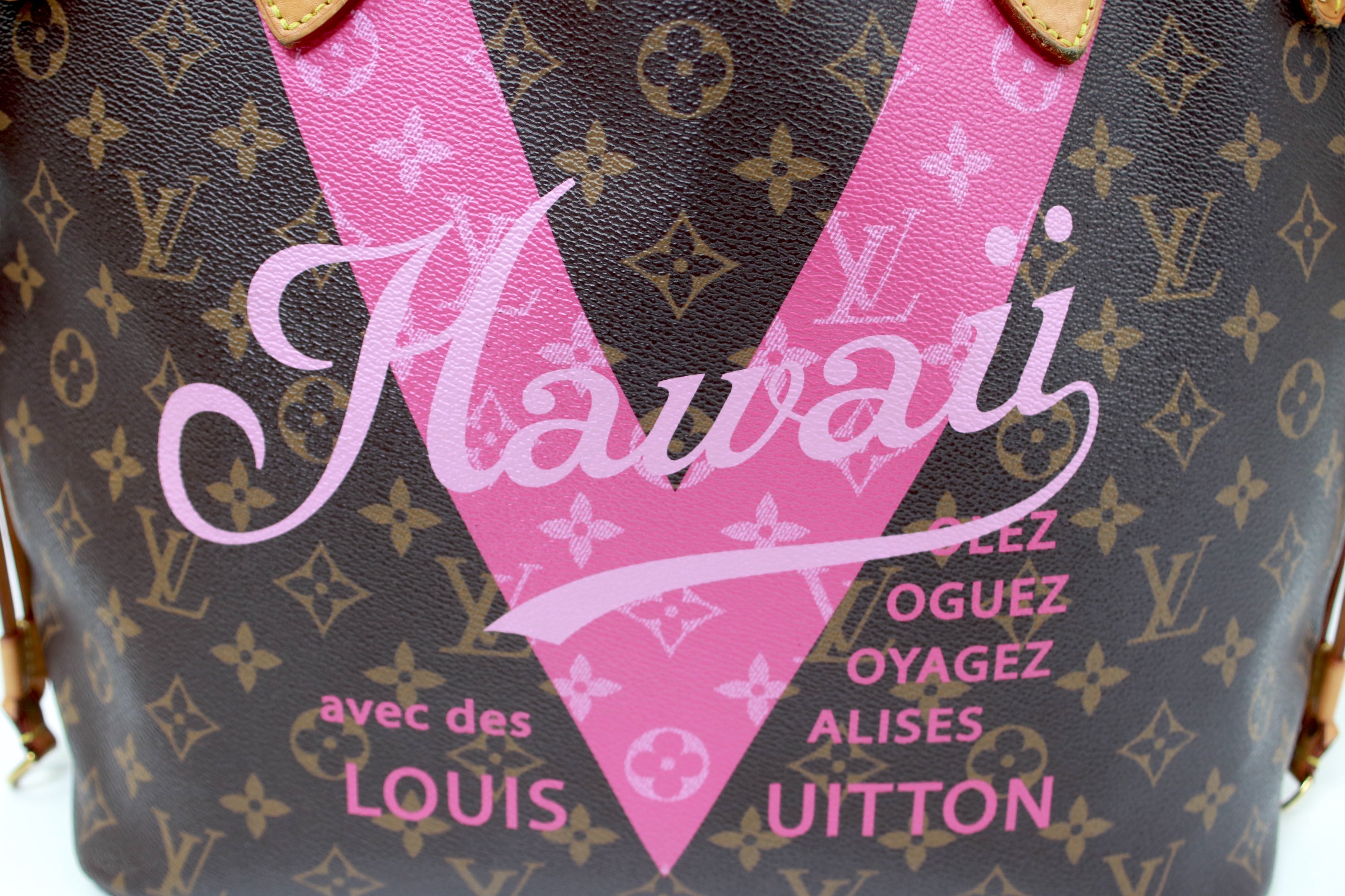 Louis Vuitton Neverfull MM Limited Edition V Hawaii Tote Bag Used (620