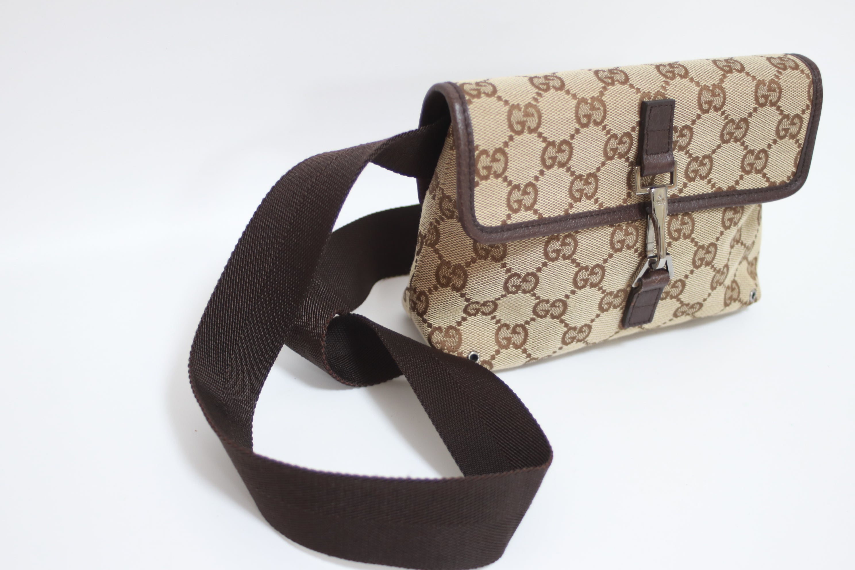 Gucci Waist Pouch Bag Brown Used (7698)