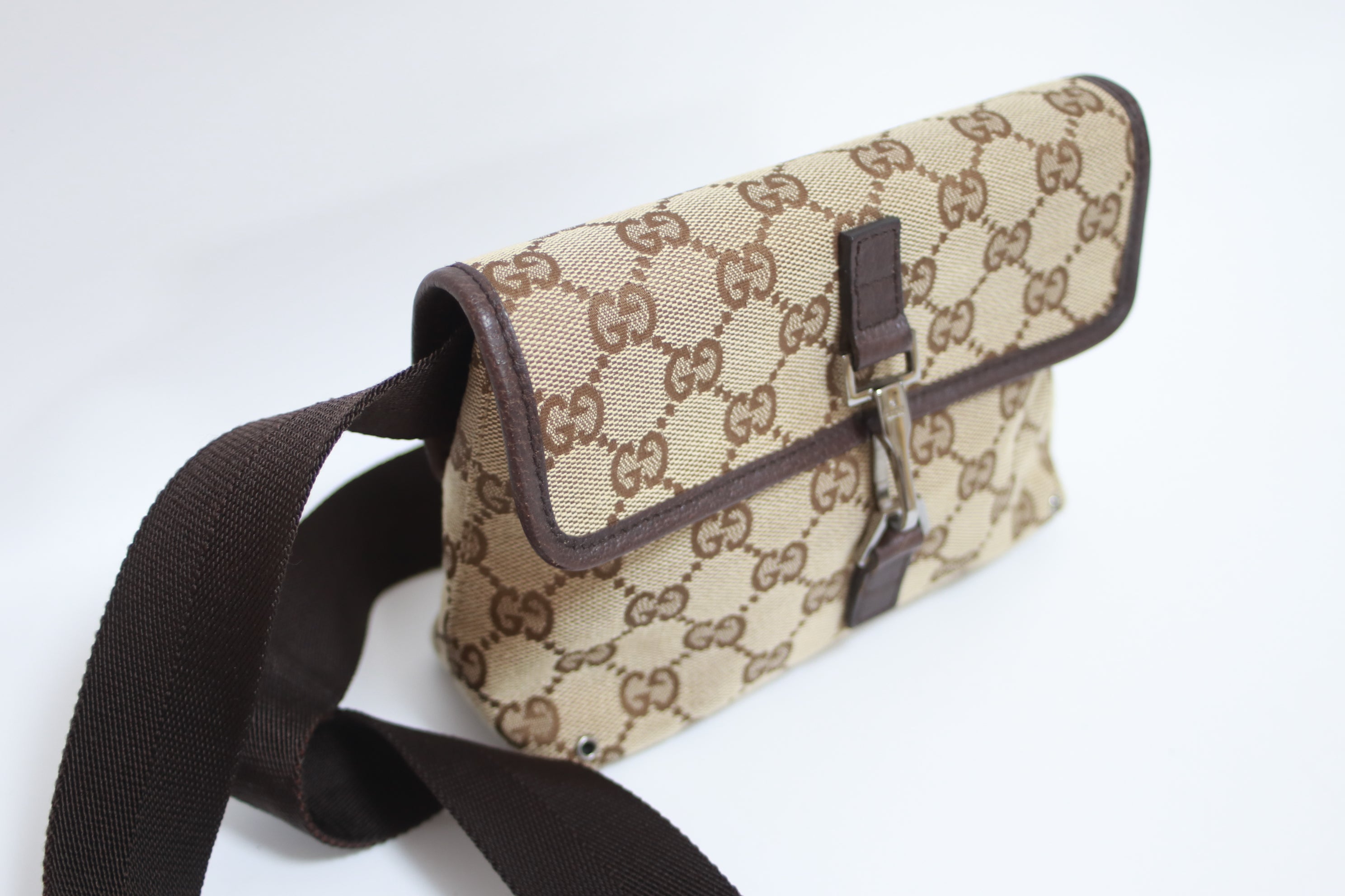 Gucci Waist Pouch Bag Brown Used (7698)