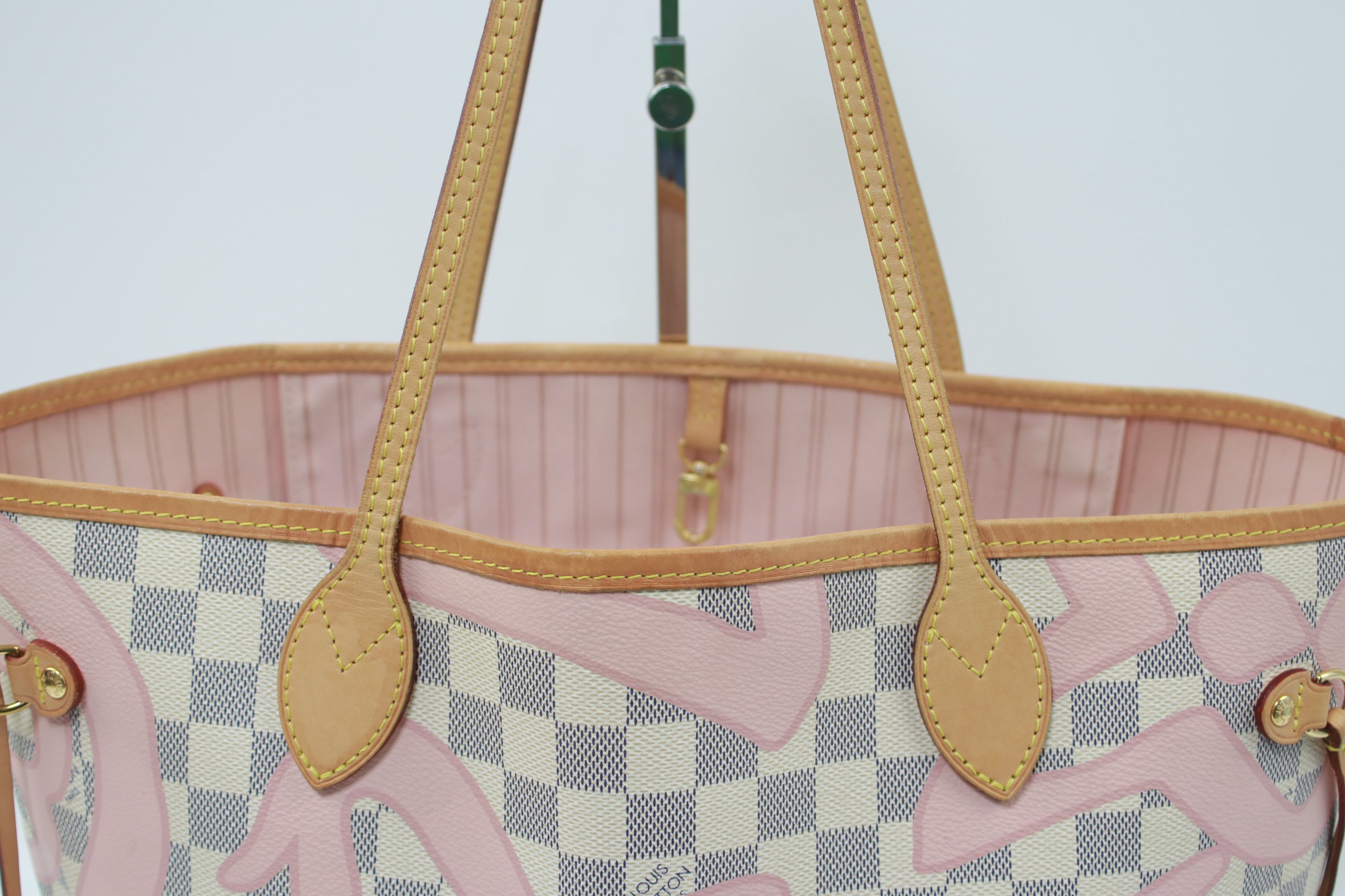 PRELOVED Louis Vuitton Damier Azur Neverfull MM Tote (Pink
