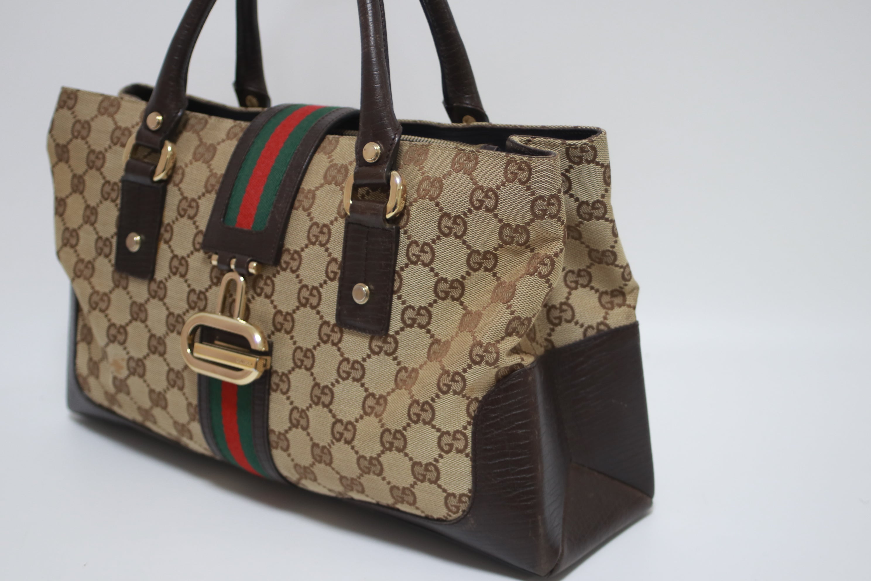 Gucci Web Shoulder Handbag Used (7771)