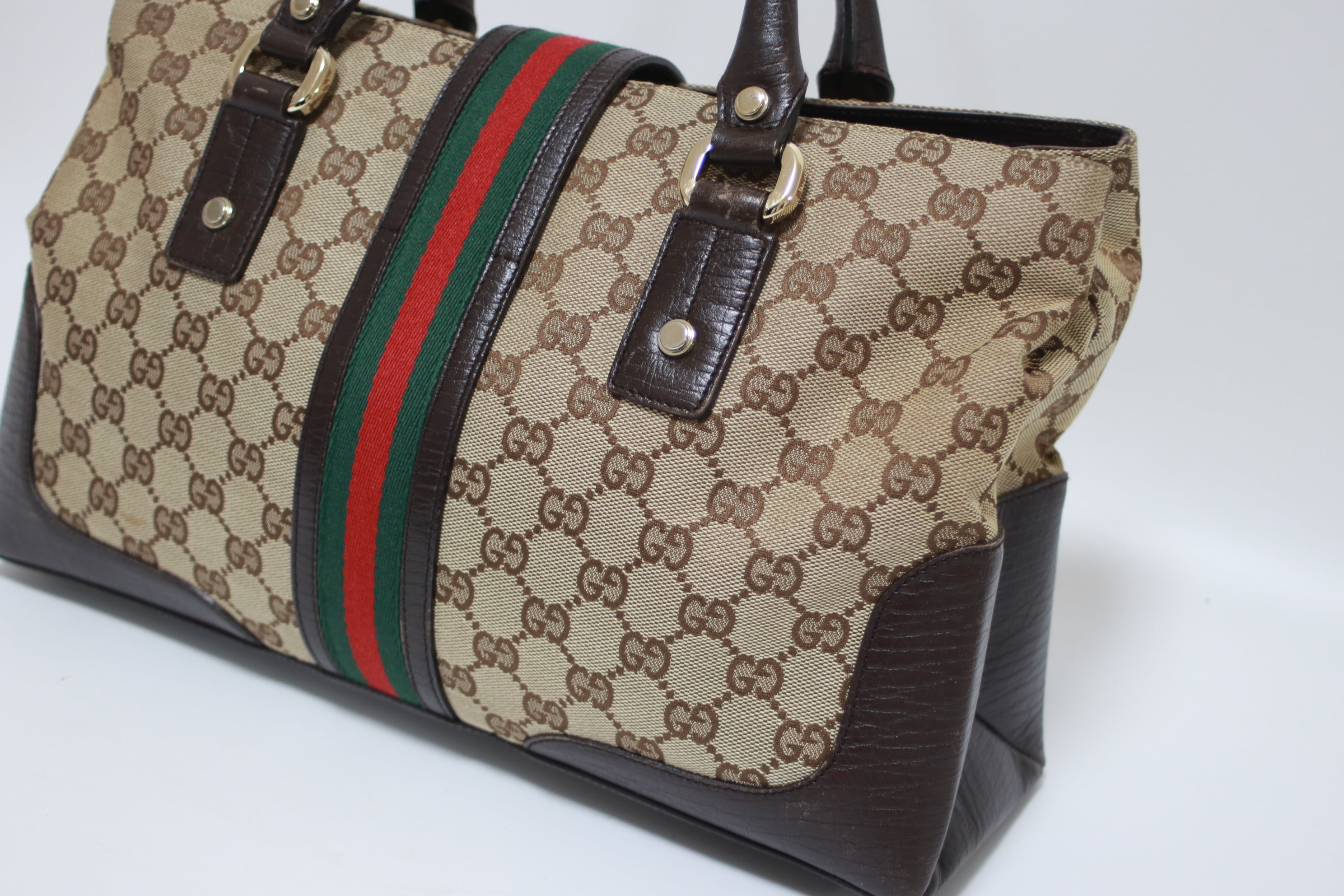 Gucci Web Shoulder Handbag Used (7771)