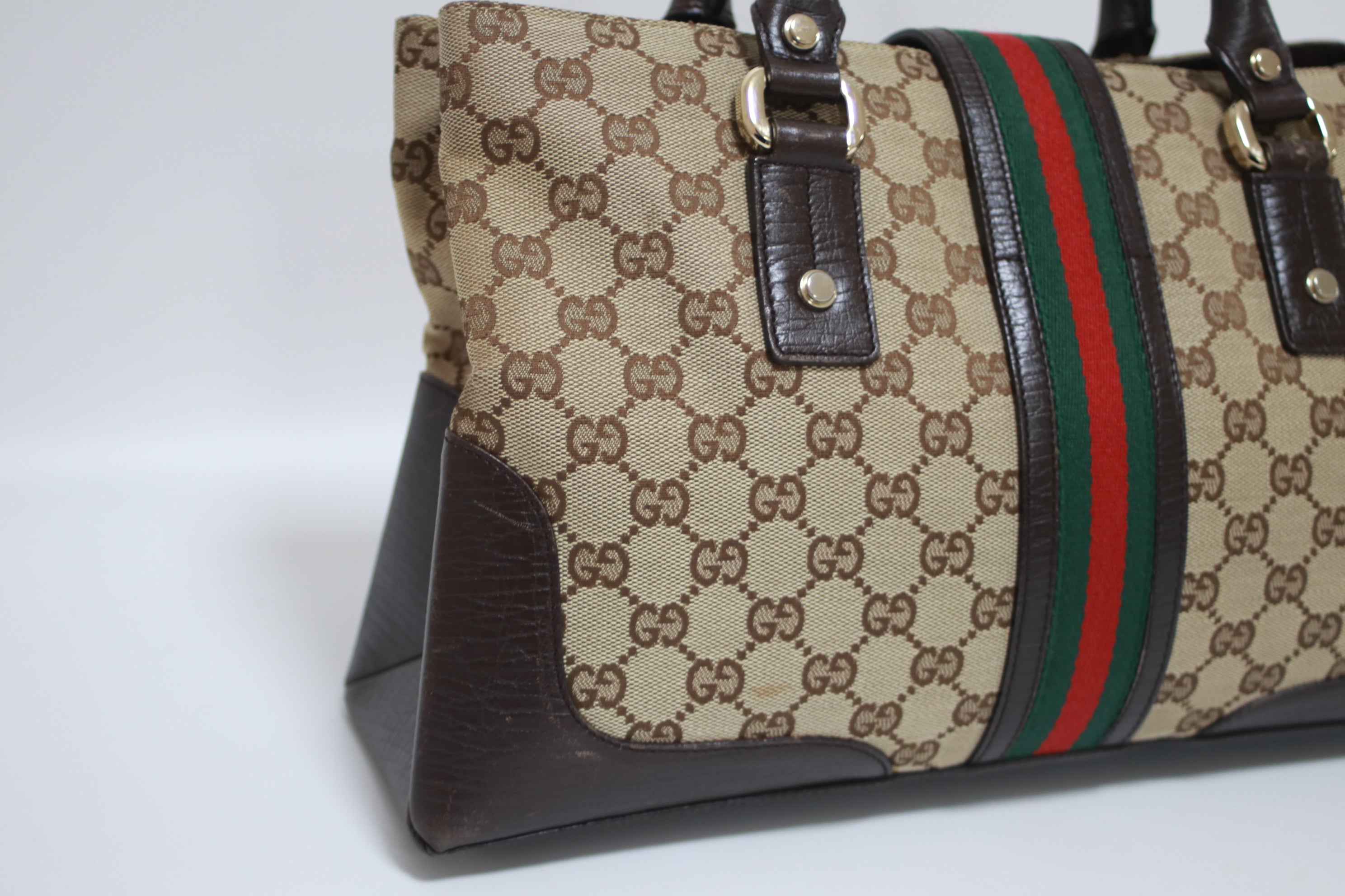 Gucci Web Shoulder Handbag Used (7771)